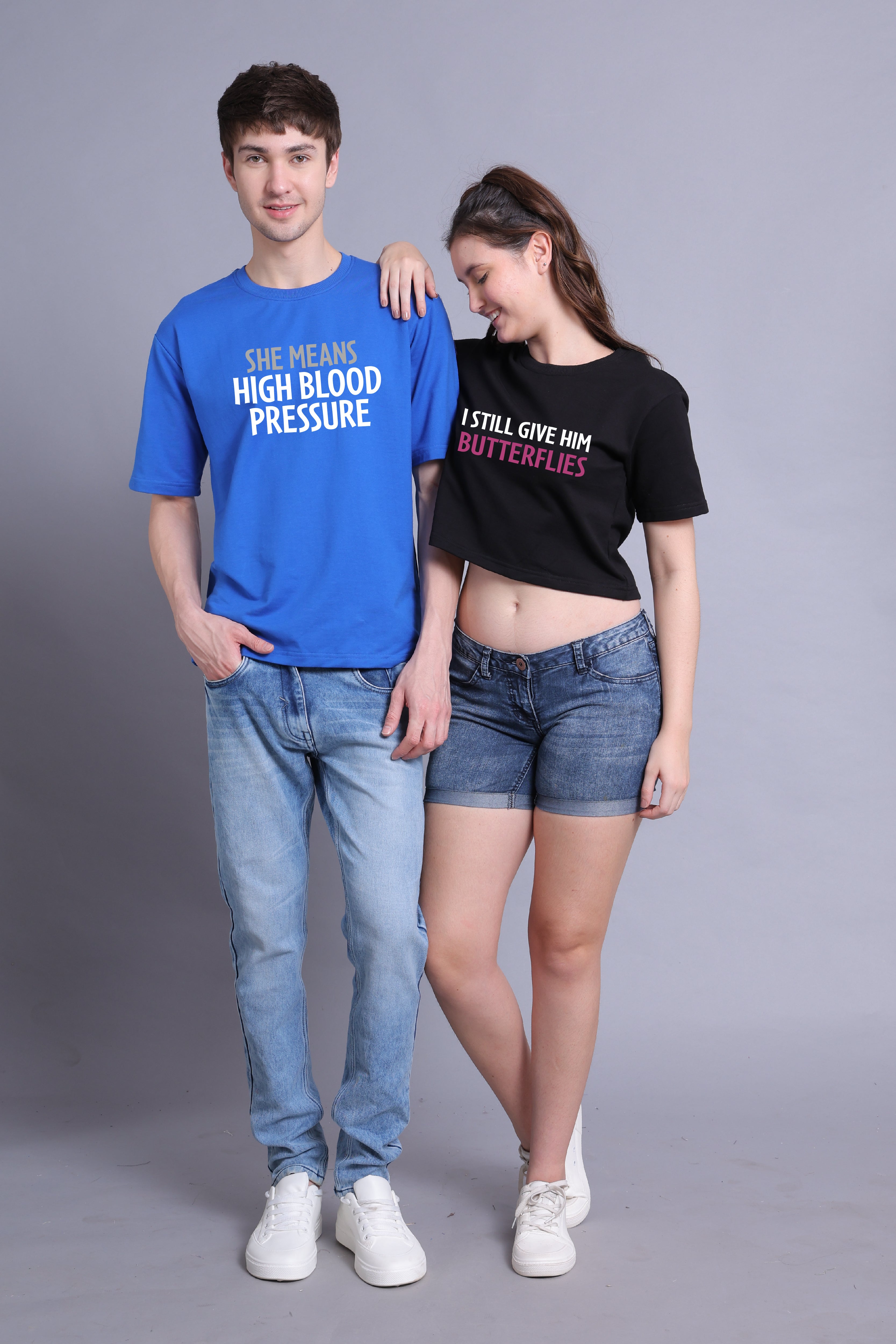 Butterflies Drop Shoulder Tee and Crop Top - Pack of 2