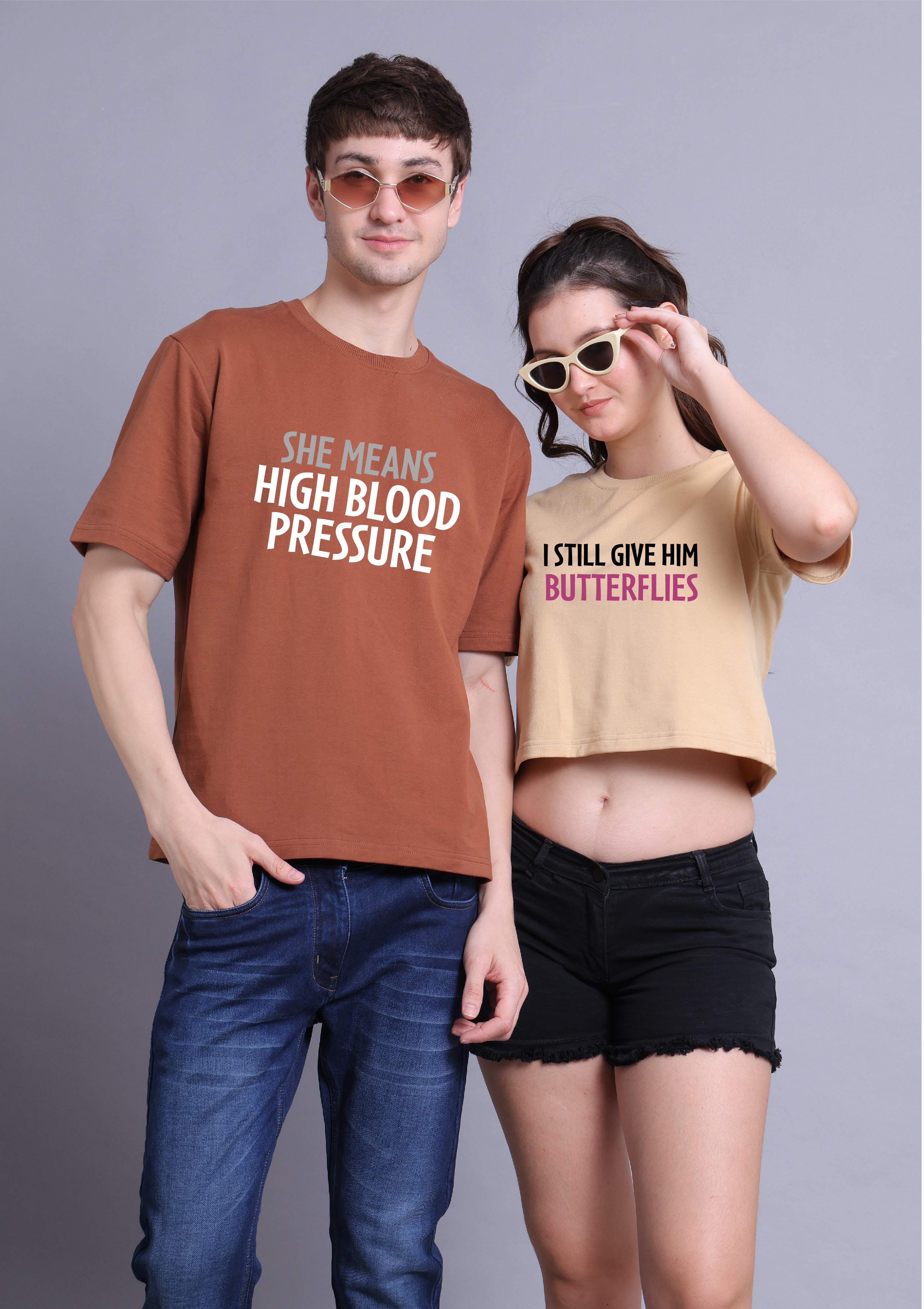 Butterflies Drop Shoulder Tee and Crop Top - Pack of 2