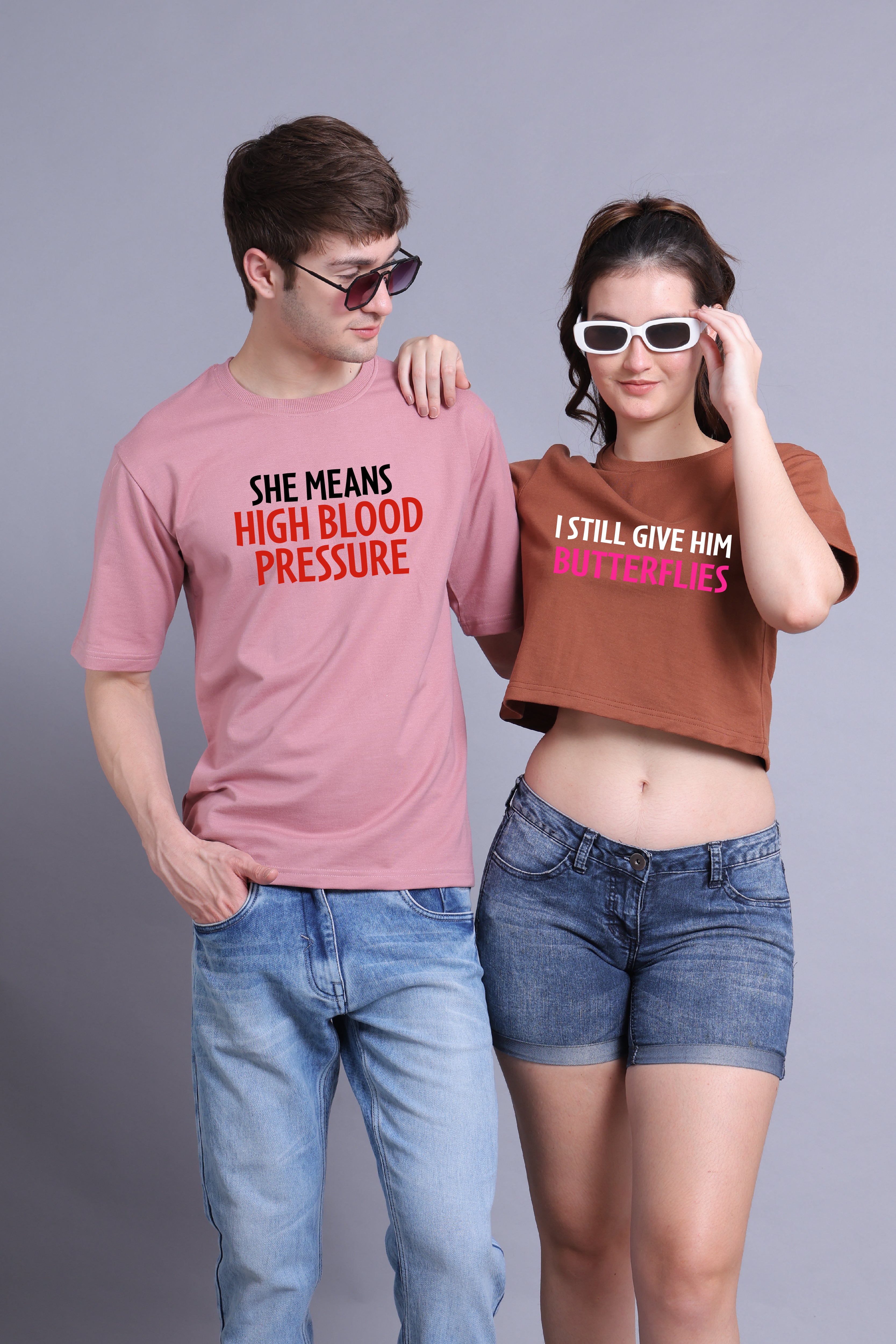 Butterflies Drop Shoulder Tee and Crop Top - Pack of 2