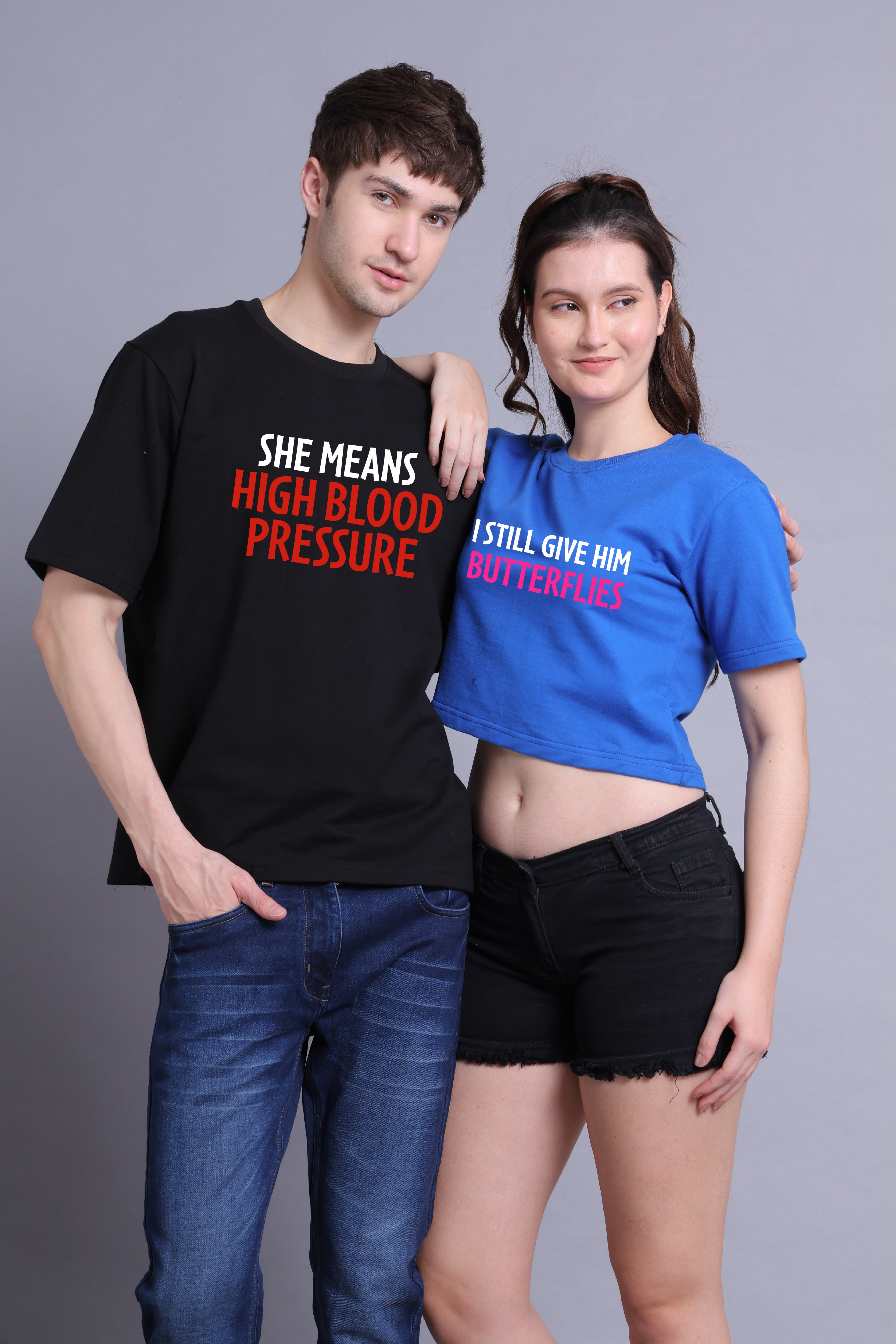 Butterflies Drop Shoulder Tee and Crop Top - Pack of 2