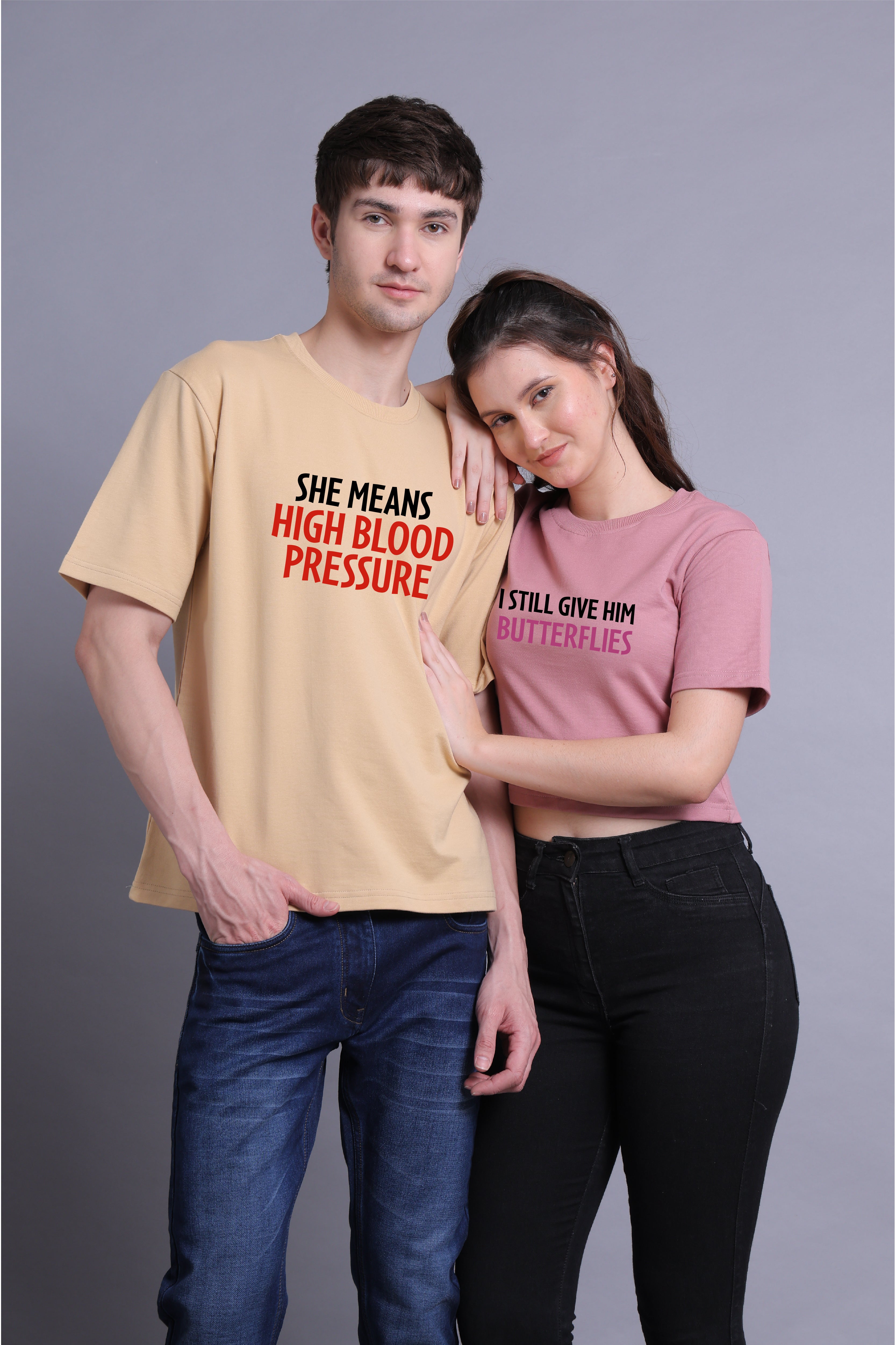 Butterflies Drop Shoulder Tee and Crop Top - Pack of 2