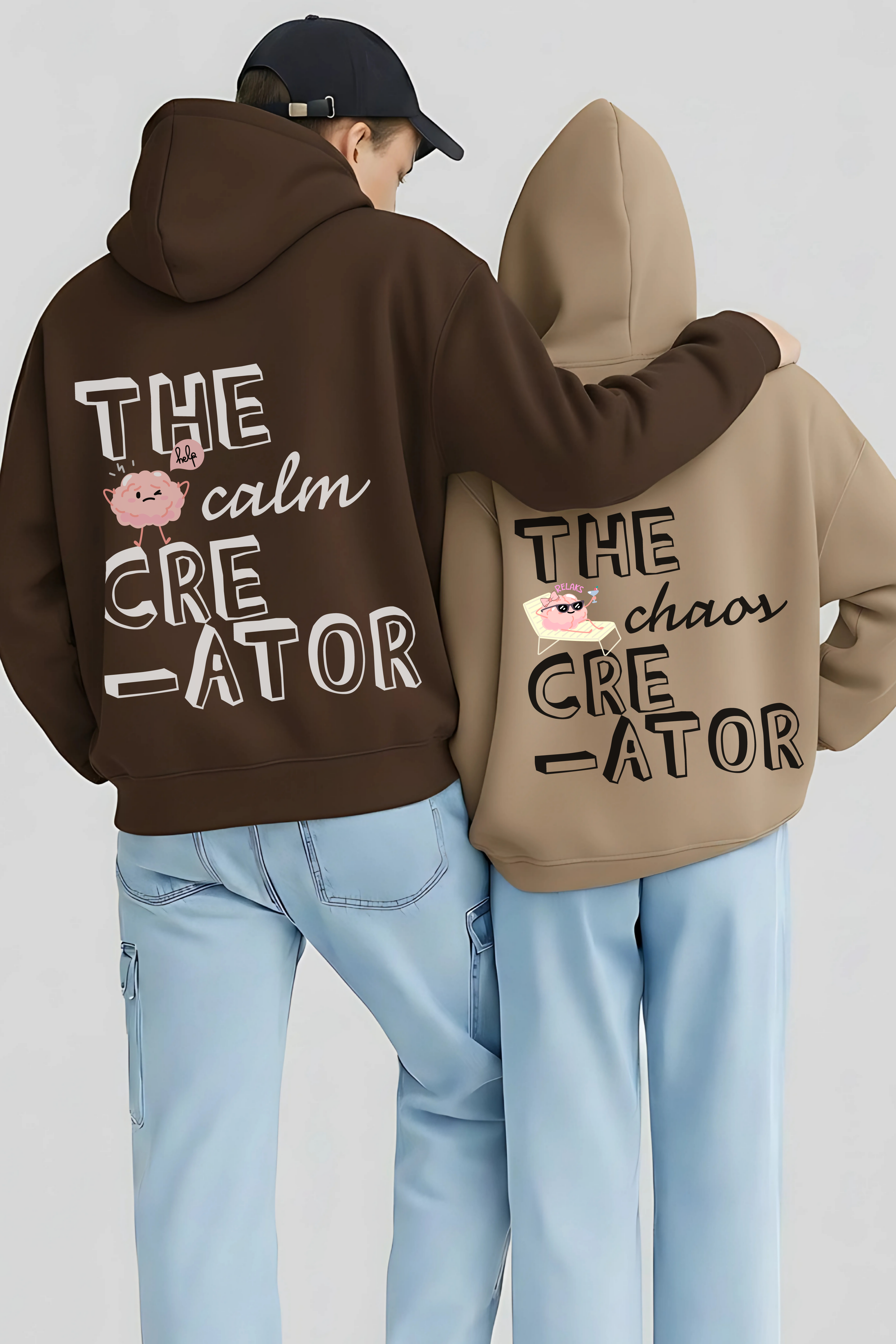 Calm & Chaos Creator Oversized Drop Shoulder Hoodies - Pack of 2