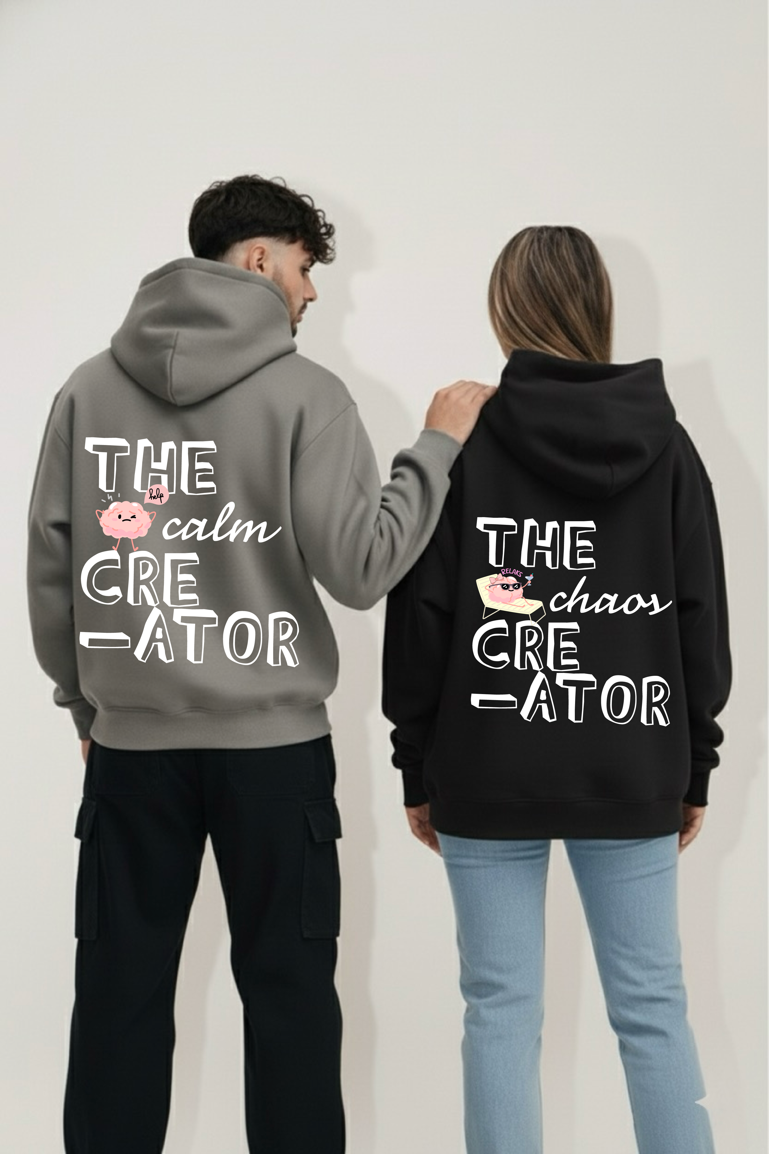 Calm & Chaos Creator Oversized Drop Shoulder Hoodies - Pack of 2