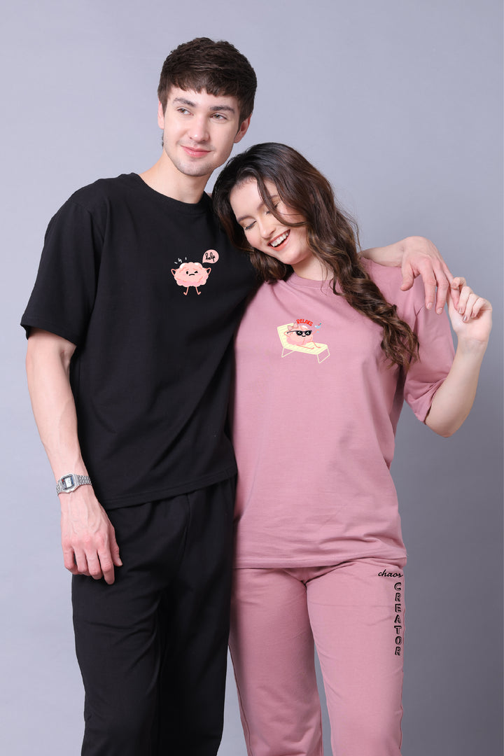 Calm and Chaos Creator Couple Co-Ord Set With Joggers (Pack of 2)