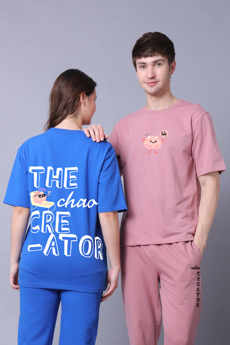 Calm and Chaos Creator Couple Co-Ord Set With Joggers (Pack of 2)