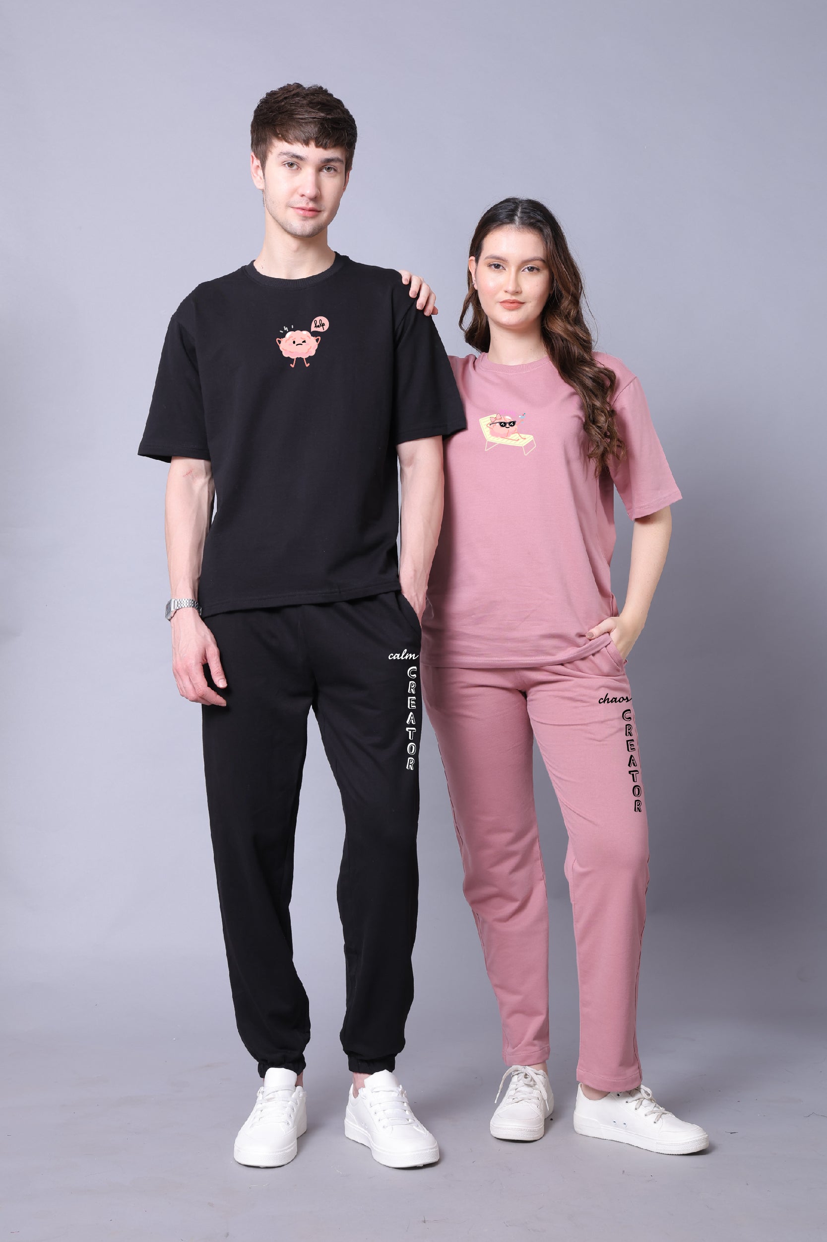 Calm and Chaos Creator Couple Co-Ord Set With Joggers (Pack of 2)