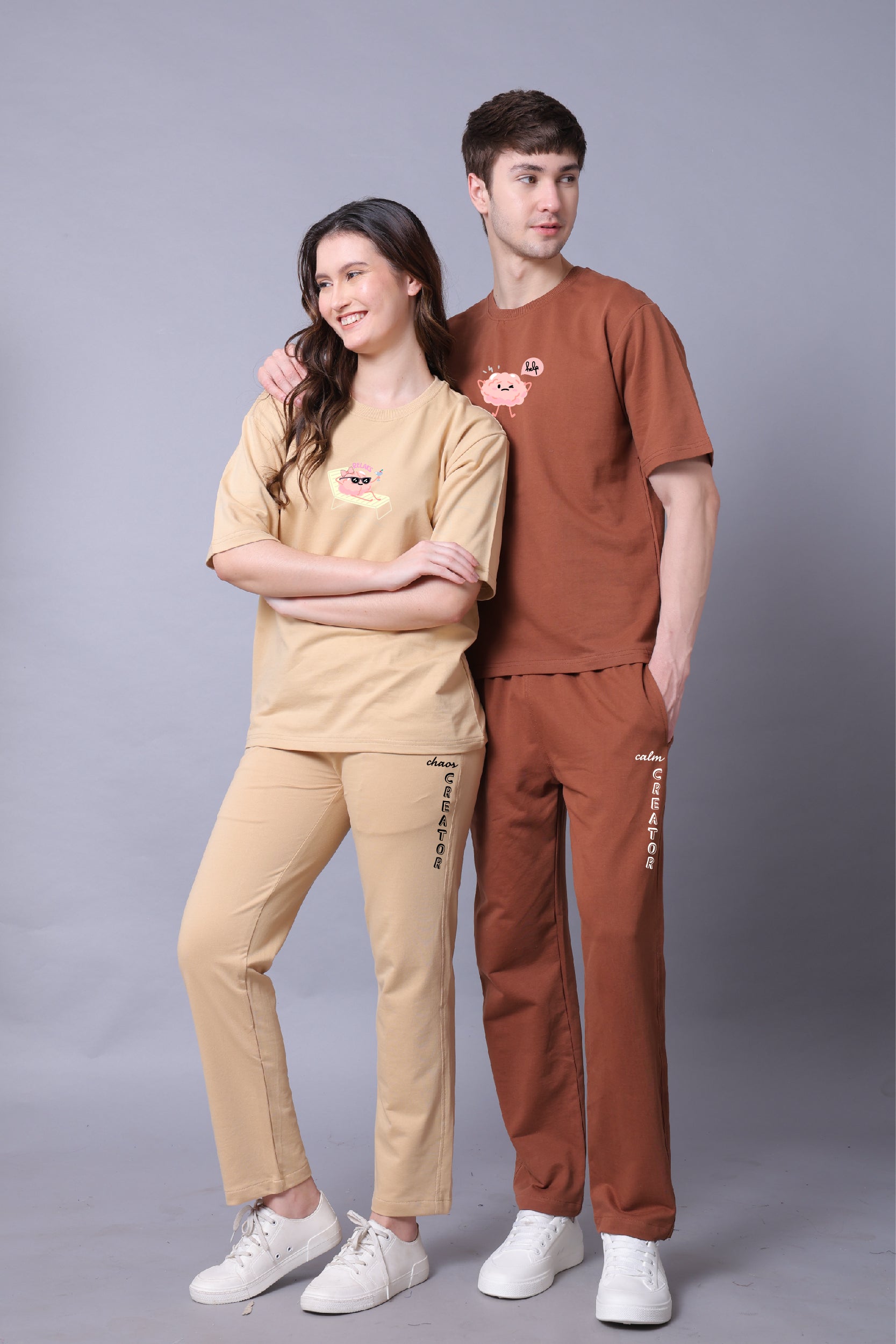 Calm and Chaos Creator Couple Co-Ord Set With Joggers (Pack of 2)