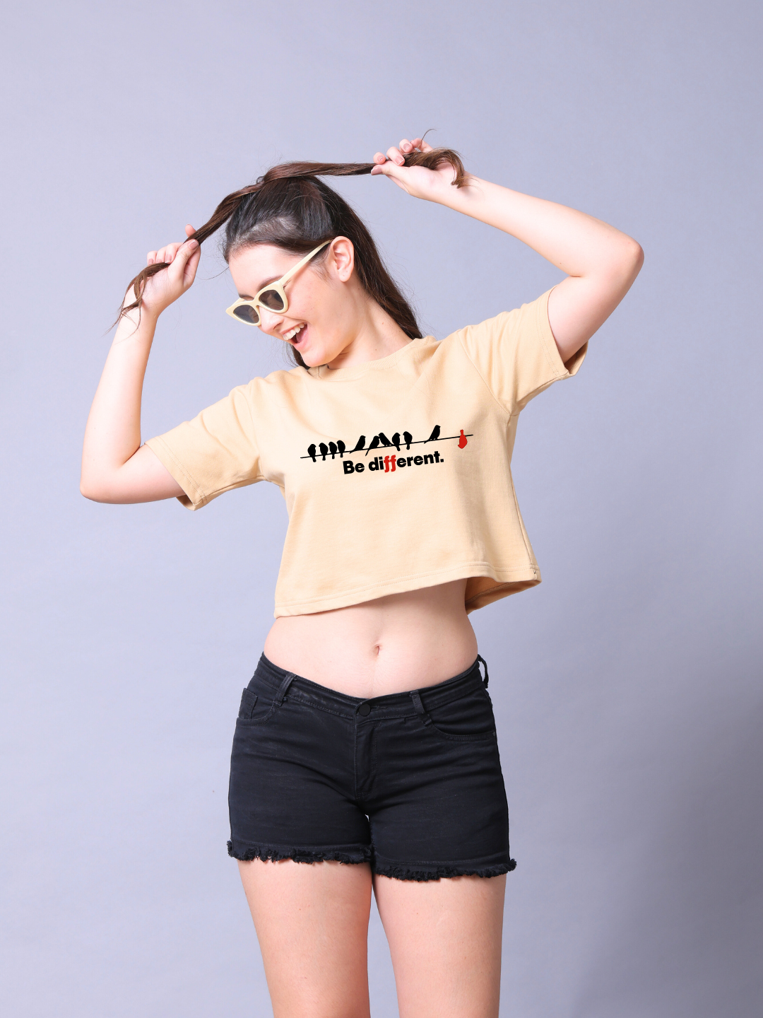 Be Different Beige Crop Top