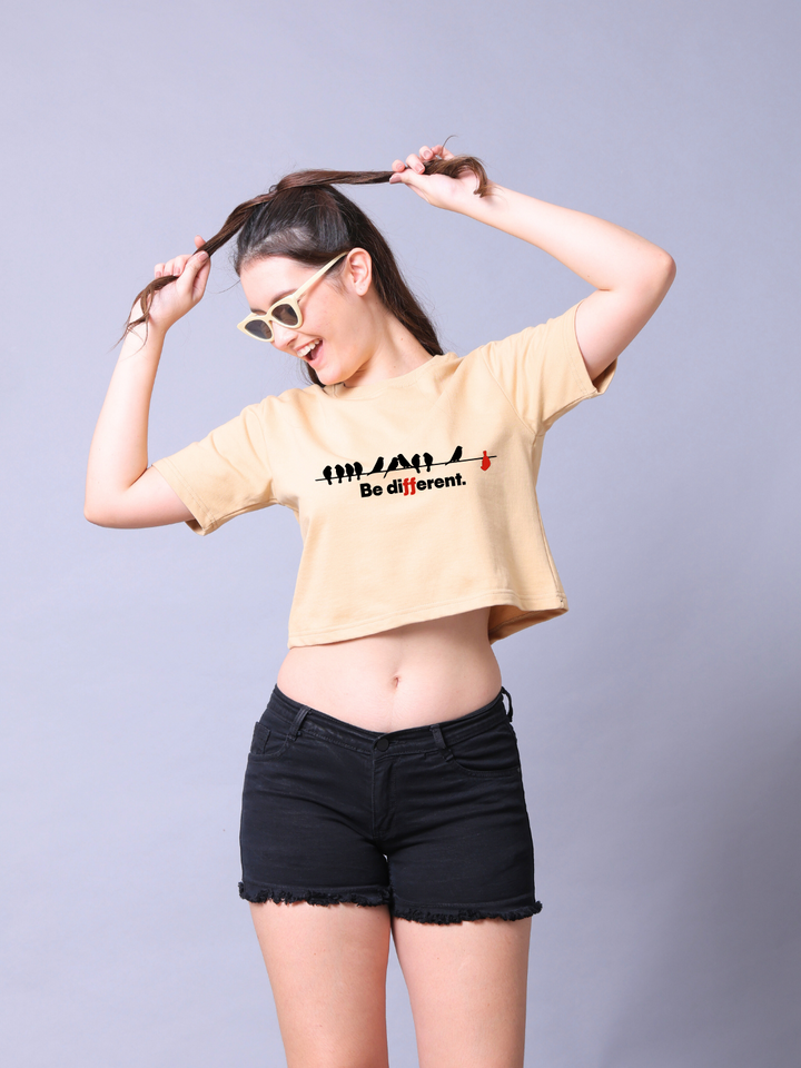 Be Different Beige Crop Top