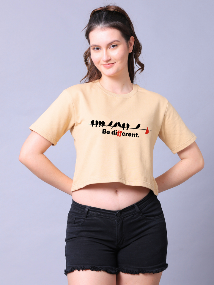 Be Different Beige Crop Top