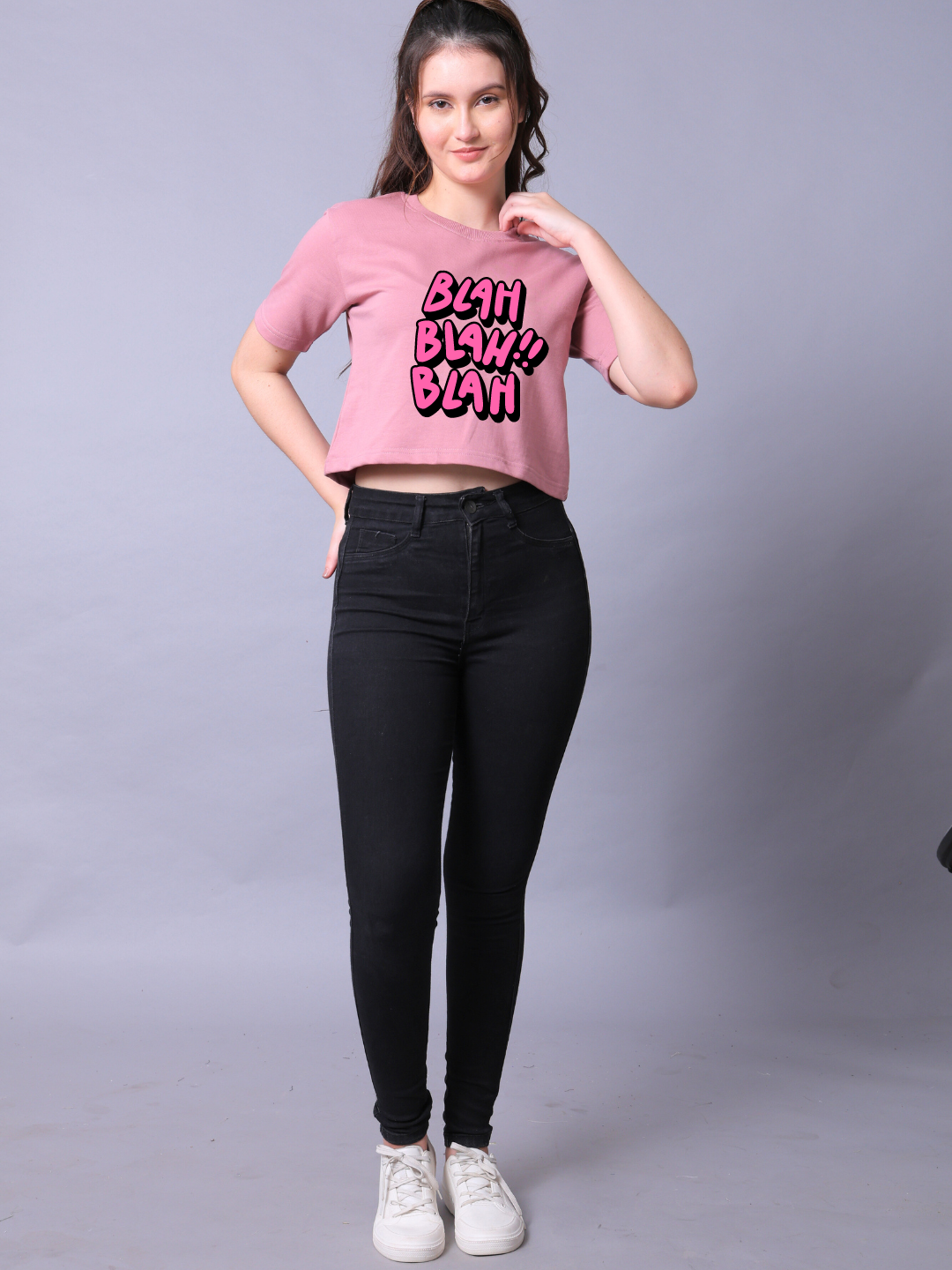 Blah Blah Pink Crop Top