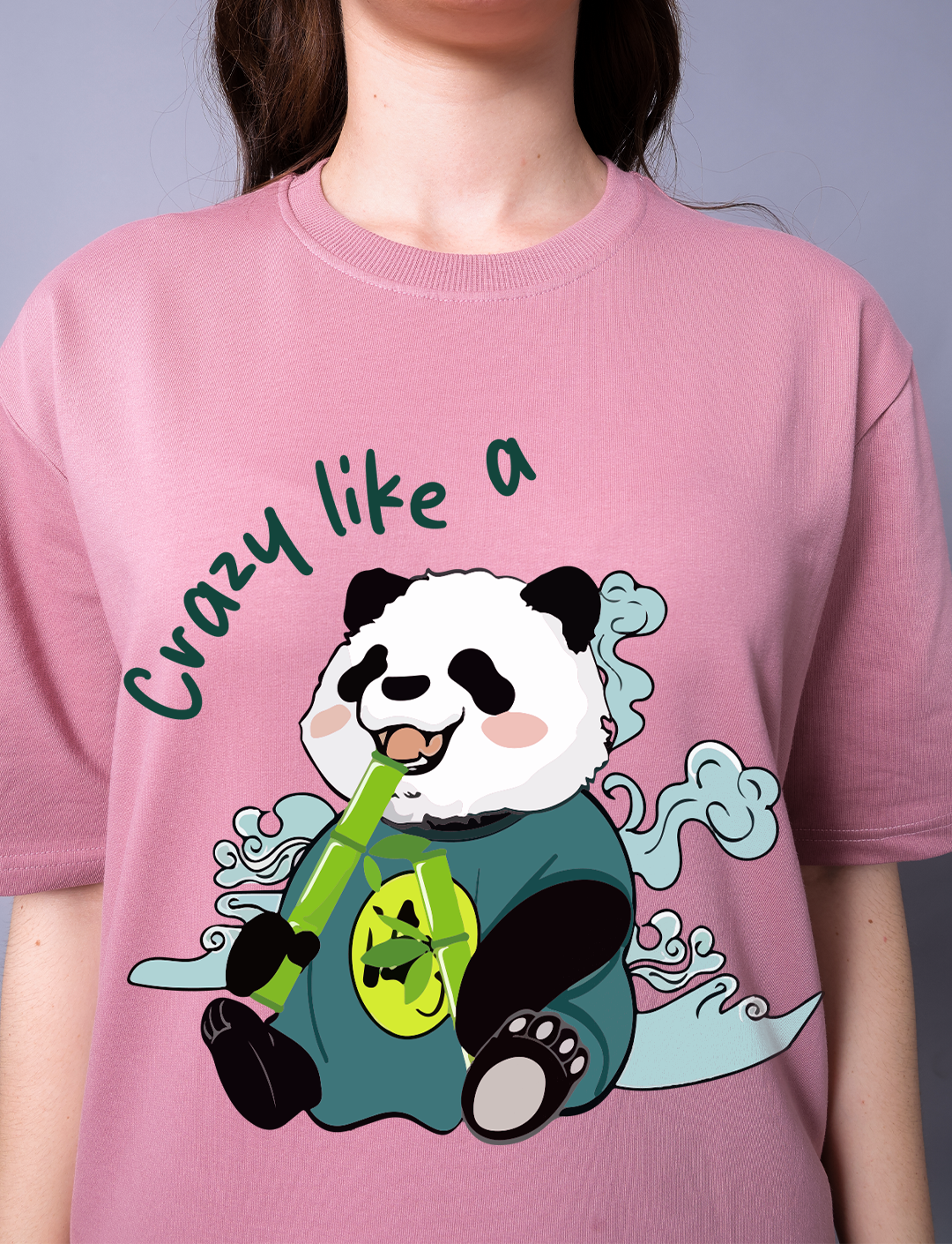 Crazy Like A Panda Women Co-Ord Set - Oversized Tee With Jogger