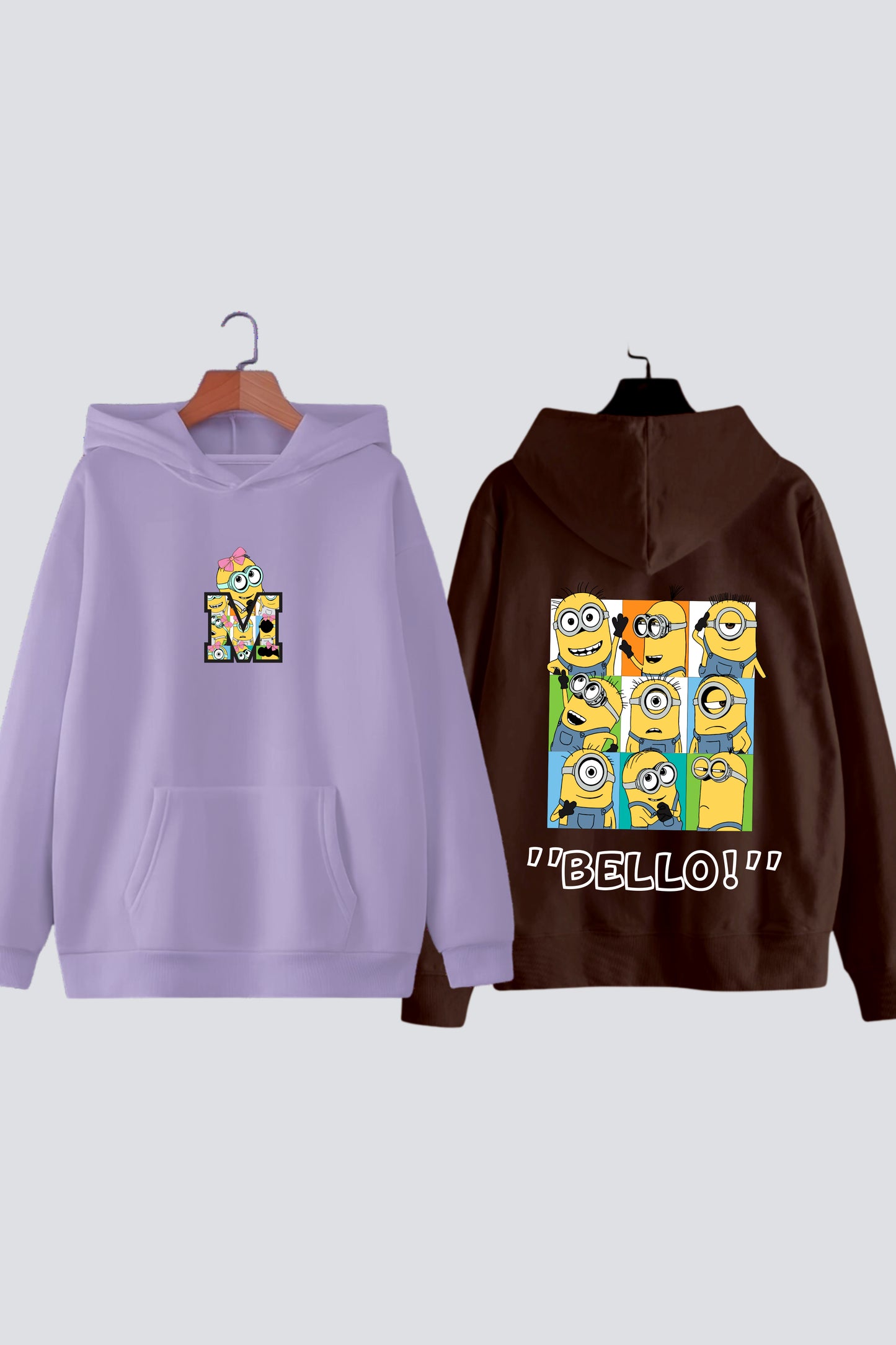 Minion Mania: Unisex Oversized Drop-Shoulder Hoodies - Pack of 2