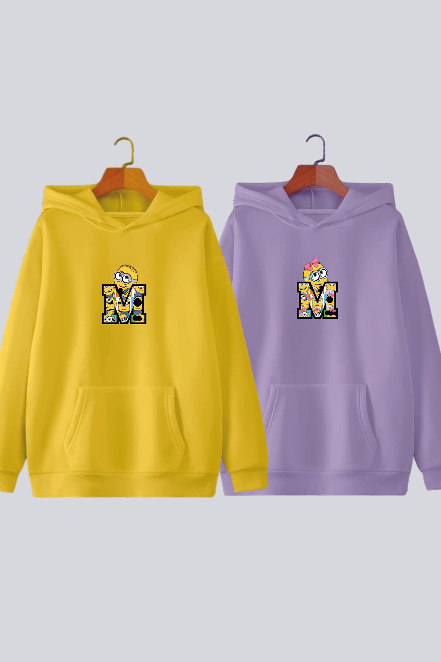 Minion Mania: Unisex Oversized Drop-Shoulder Hoodies - Pack of 2