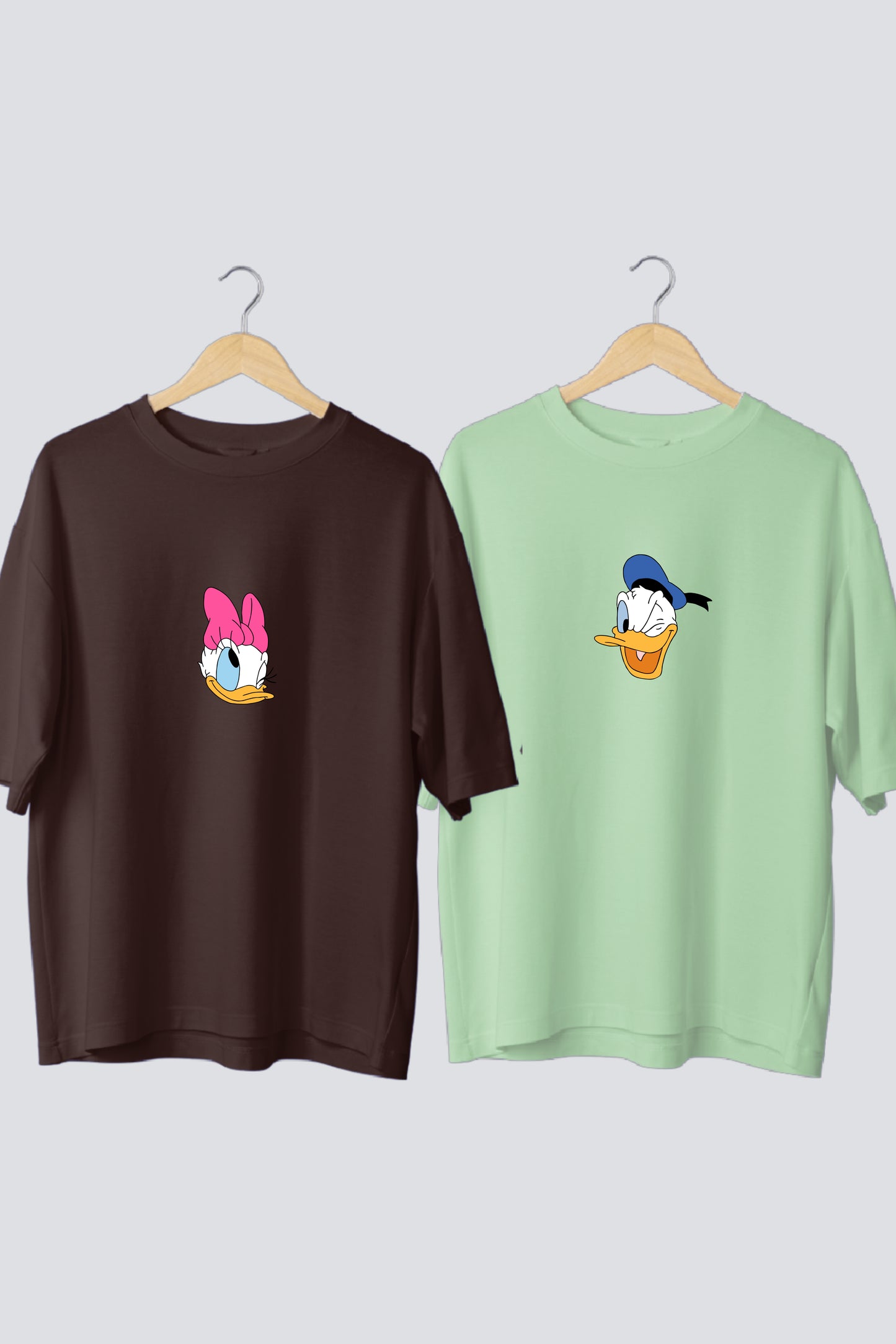 Duck Duo Delight: Oversized Couple T-Shirts (Pack of 2)