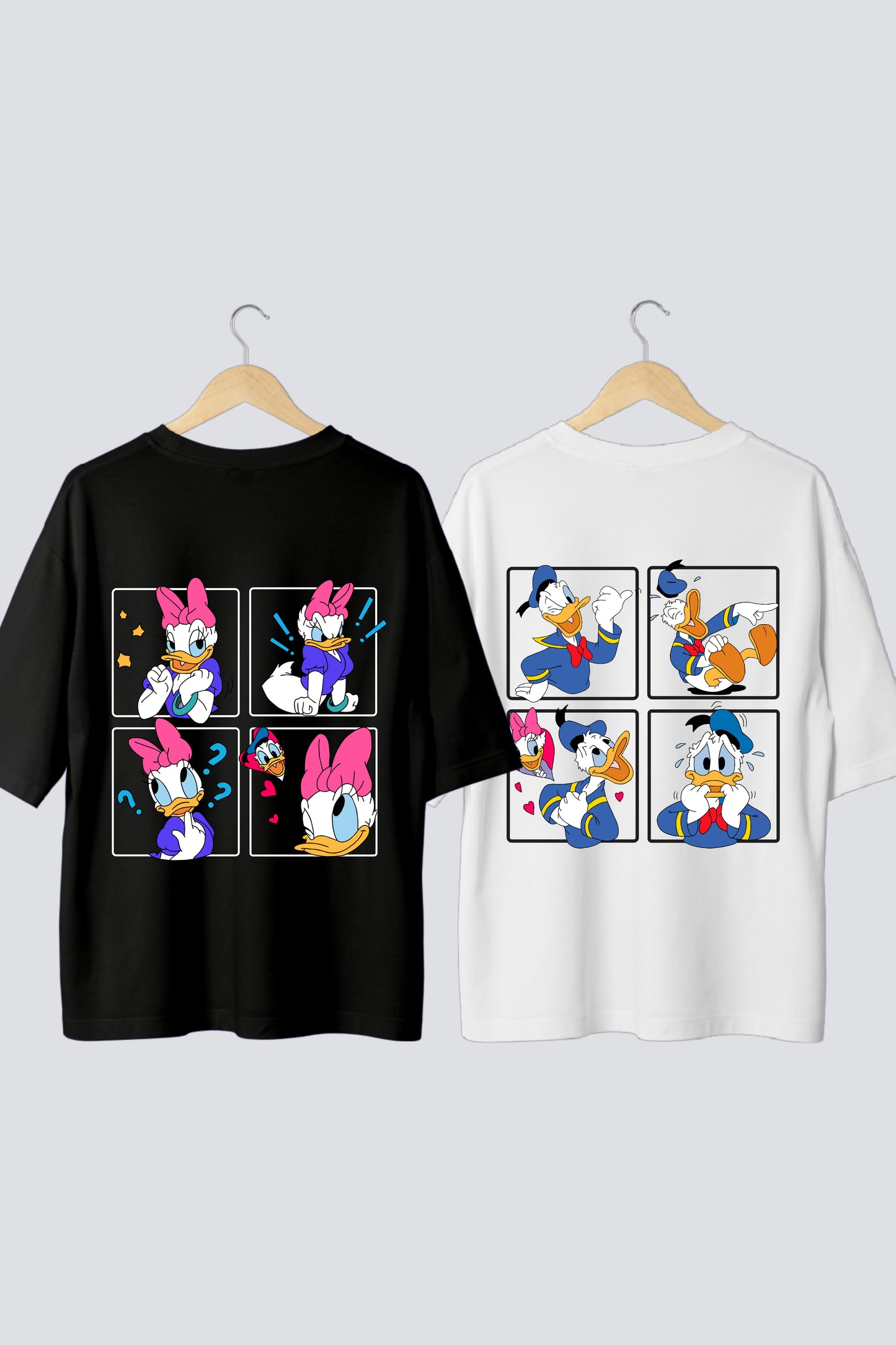 Duck Duo Delight: Oversized Couple T-Shirts (Pack of 2)