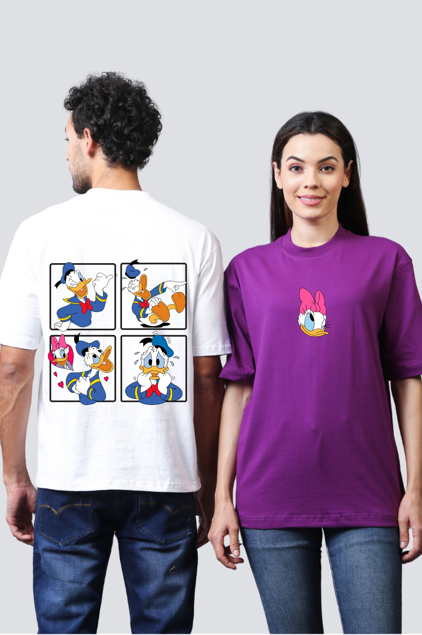 Duck Duo Delight: Oversized Couple T-Shirts (Pack of 2)