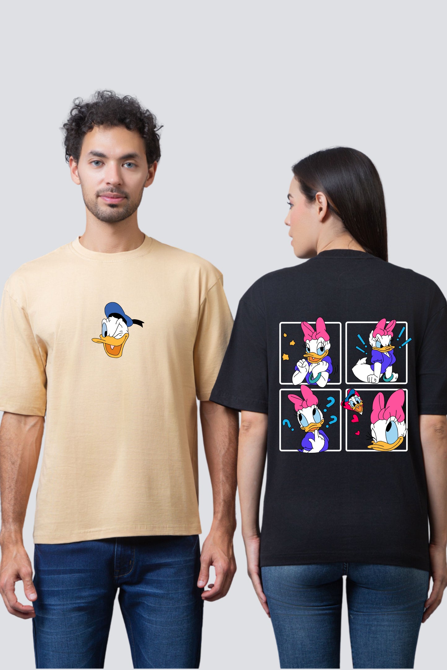 Duck Duo Delight: Oversized Couple T-Shirts (Pack of 2)