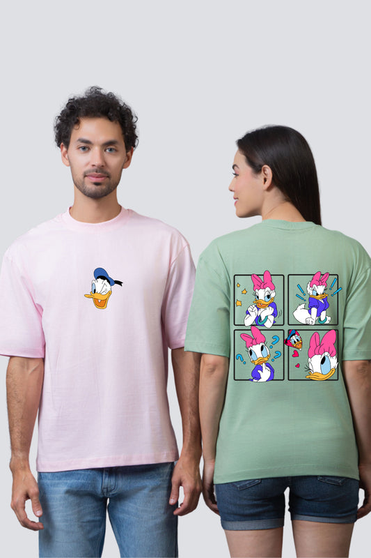 Duck Duo Delight: Oversized Couple T-Shirts (Pack of 2)