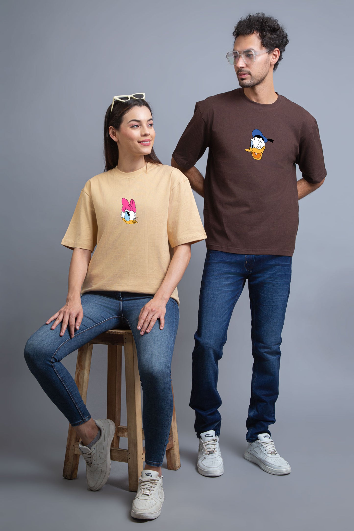 Duck Duo Delight: Oversized Couple T-Shirts (Pack of 2)