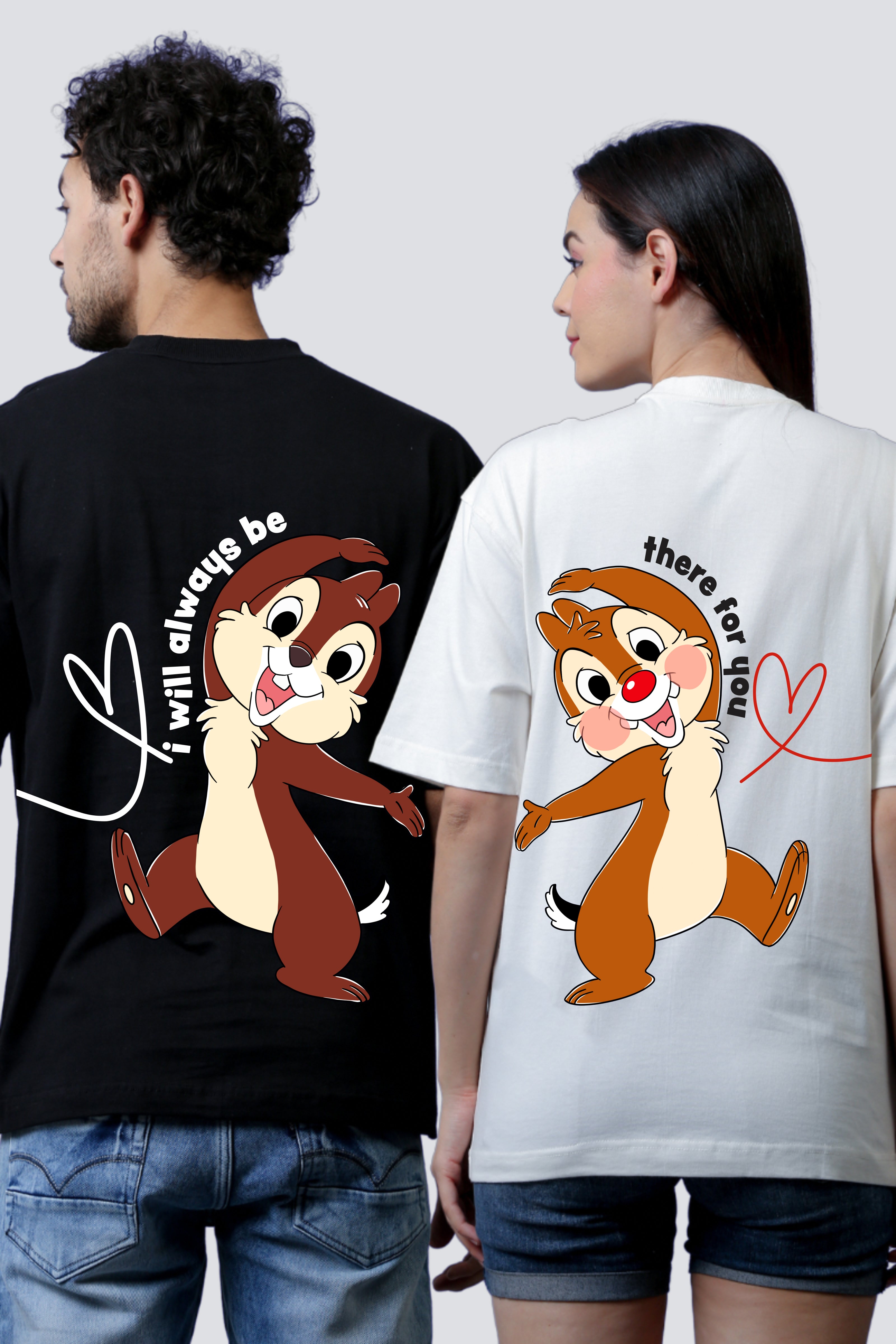 Double Trouble Chipmunk Oversized Couple Tees - Pack of 2