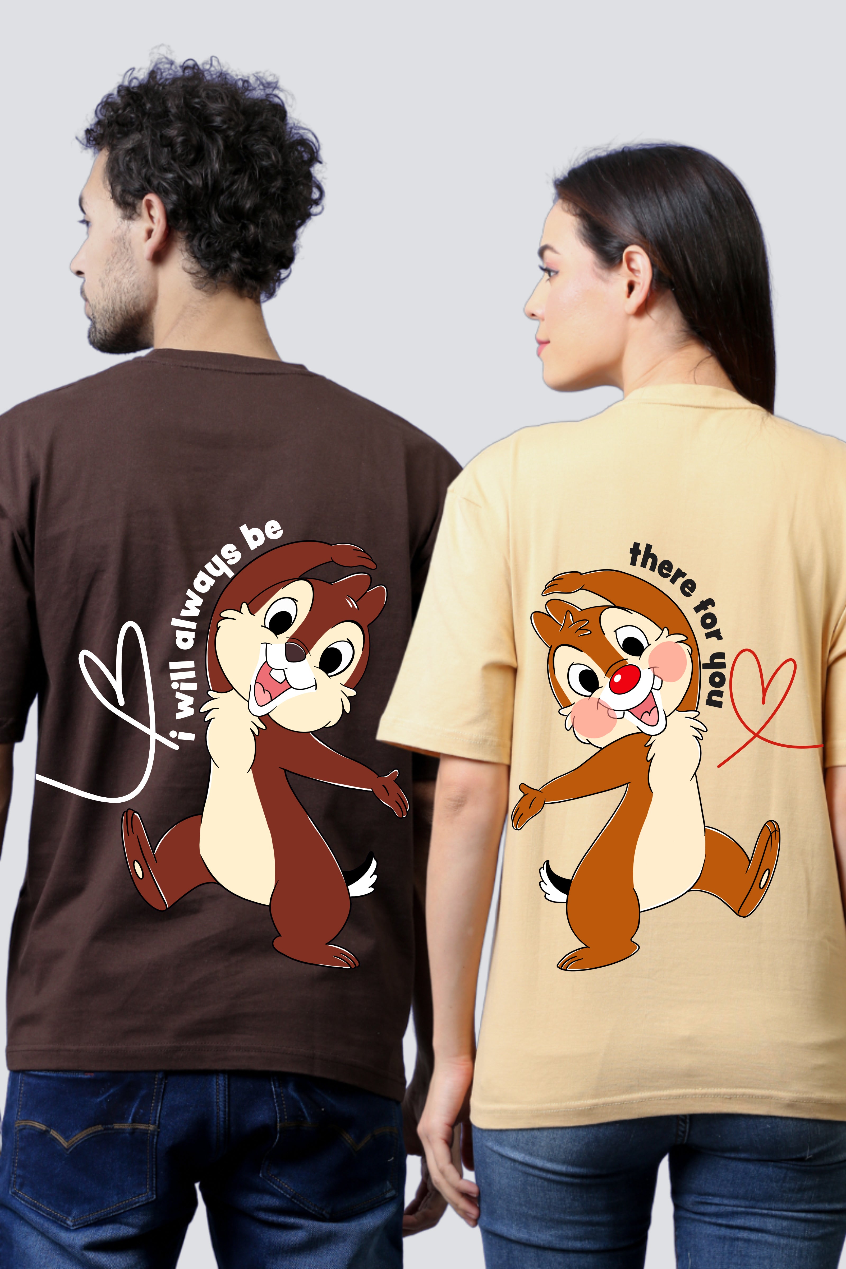 Double Trouble Chipmunk Oversized Couple Tees - Pack of 2