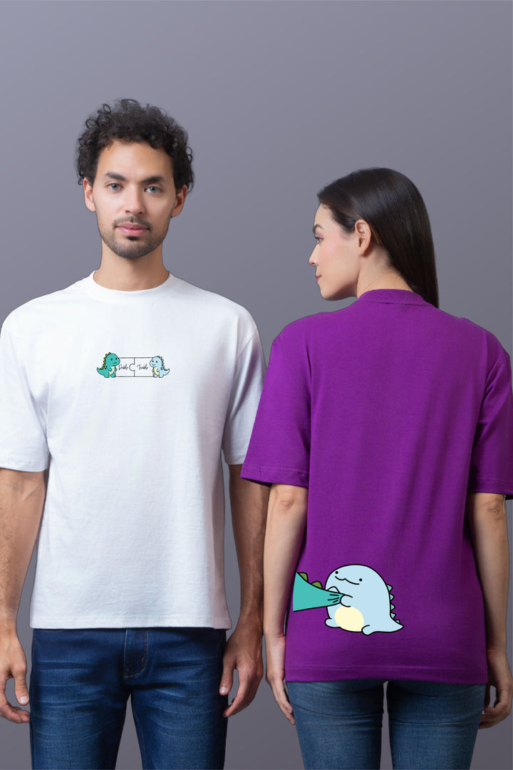 Dino Duo Couple Oversized Tees - Pack of 2