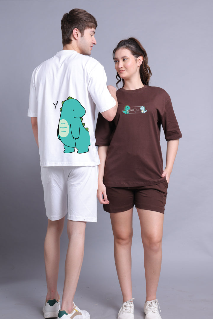 Dino Duo Couple Oversized Tees - Pack of 2