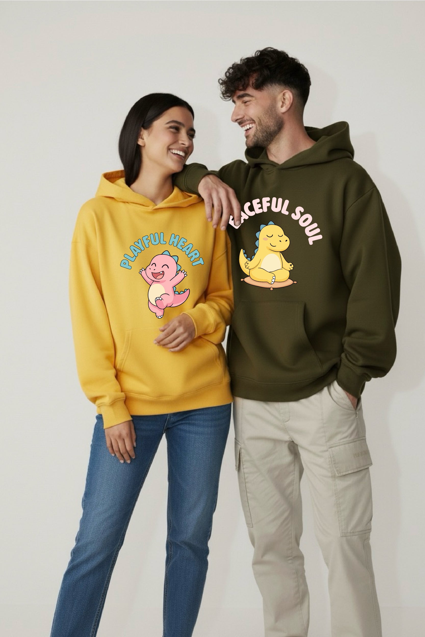 Dino Duo Peaceful Oversized Drop Shoulder Hoodies - Pack of 2