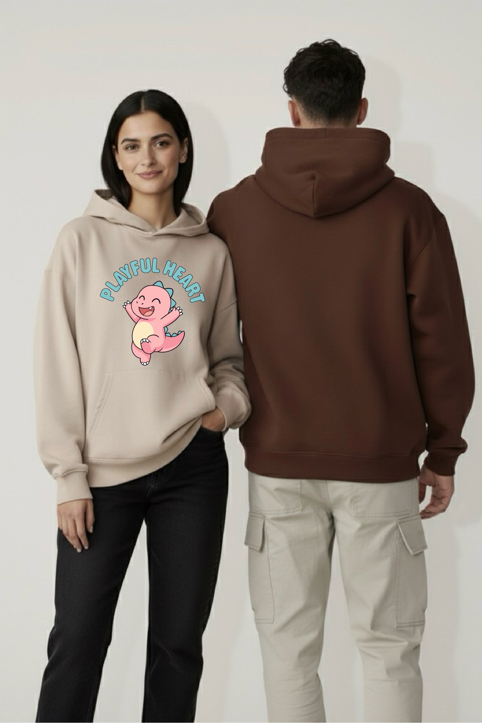 Dino Duo Peaceful Oversized Drop Shoulder Hoodies - Pack of 2