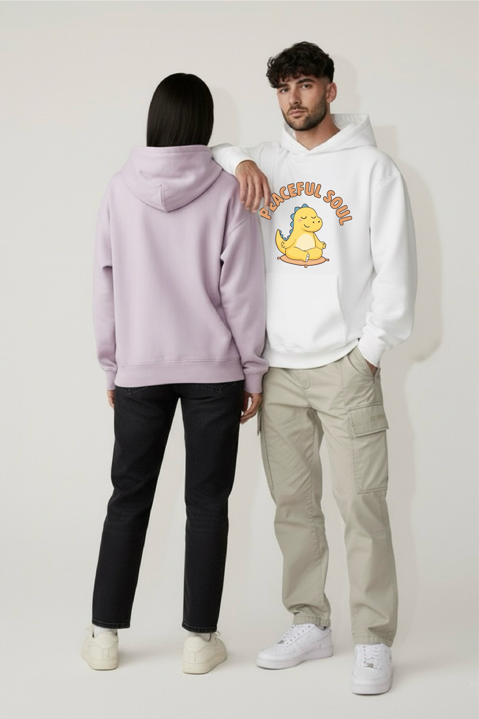 Dino Duo Peaceful Oversized Drop Shoulder Hoodies - Pack of 2