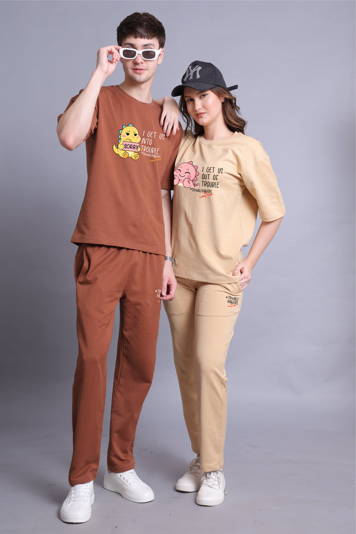 Dino Duo Trouble Couple Co-Ord Set With Joggers (Pack of 2)
