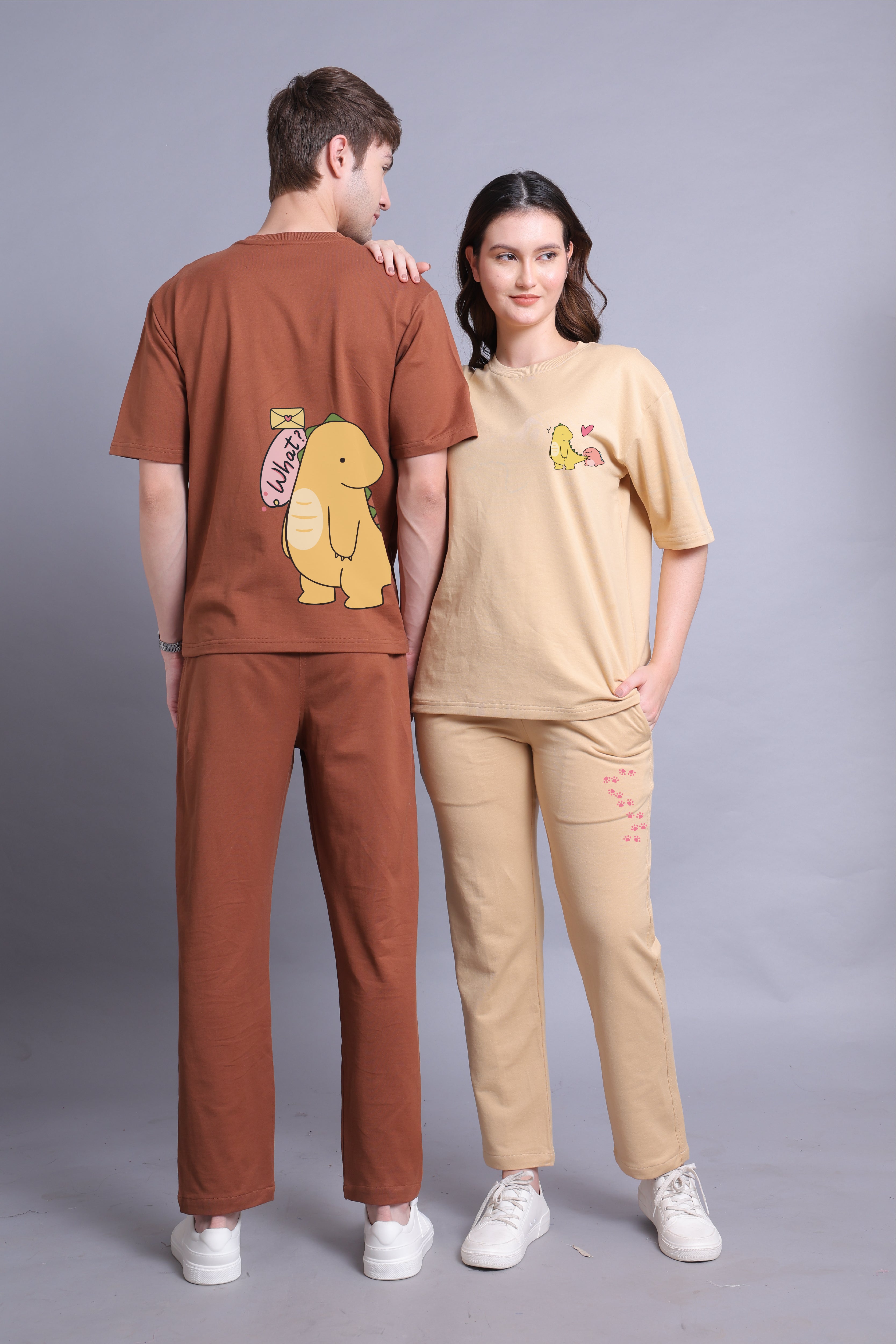 Dino Love Couple Co-Ord Set With Joggers (Pack of 2)