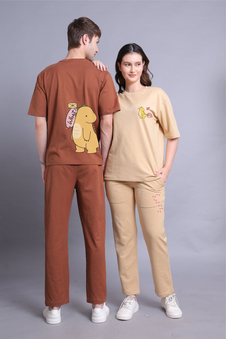 Dino Love Couple Co-Ord Set With Joggers (Pack of 2)