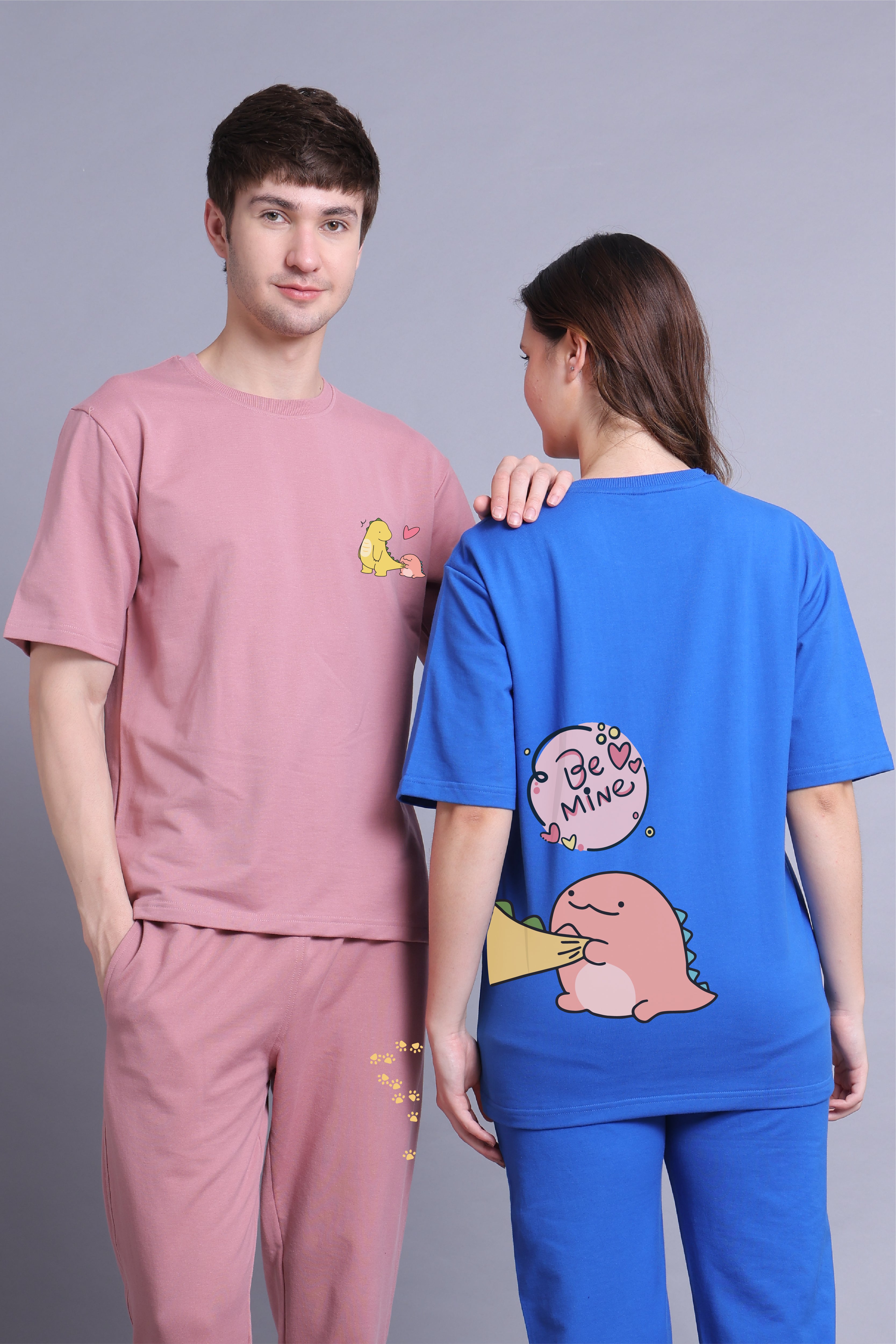 Dino Love Couple Co-Ord Set With Joggers (Pack of 2)