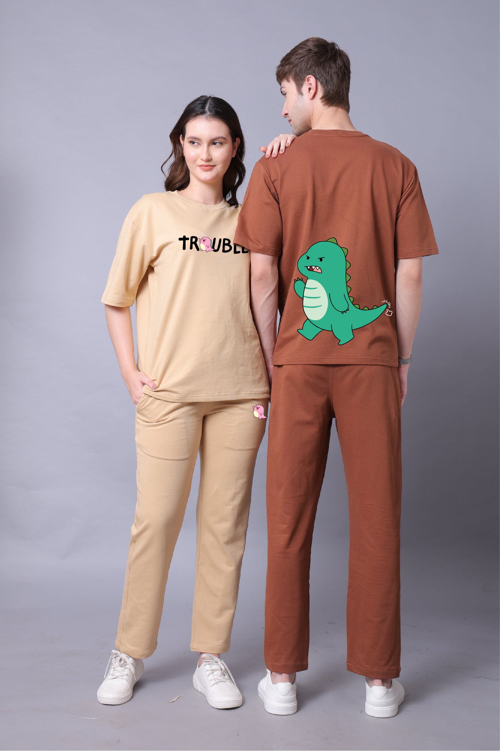 Dino Duo Couple Co-Ord Set With Joggers (Pack of 2)