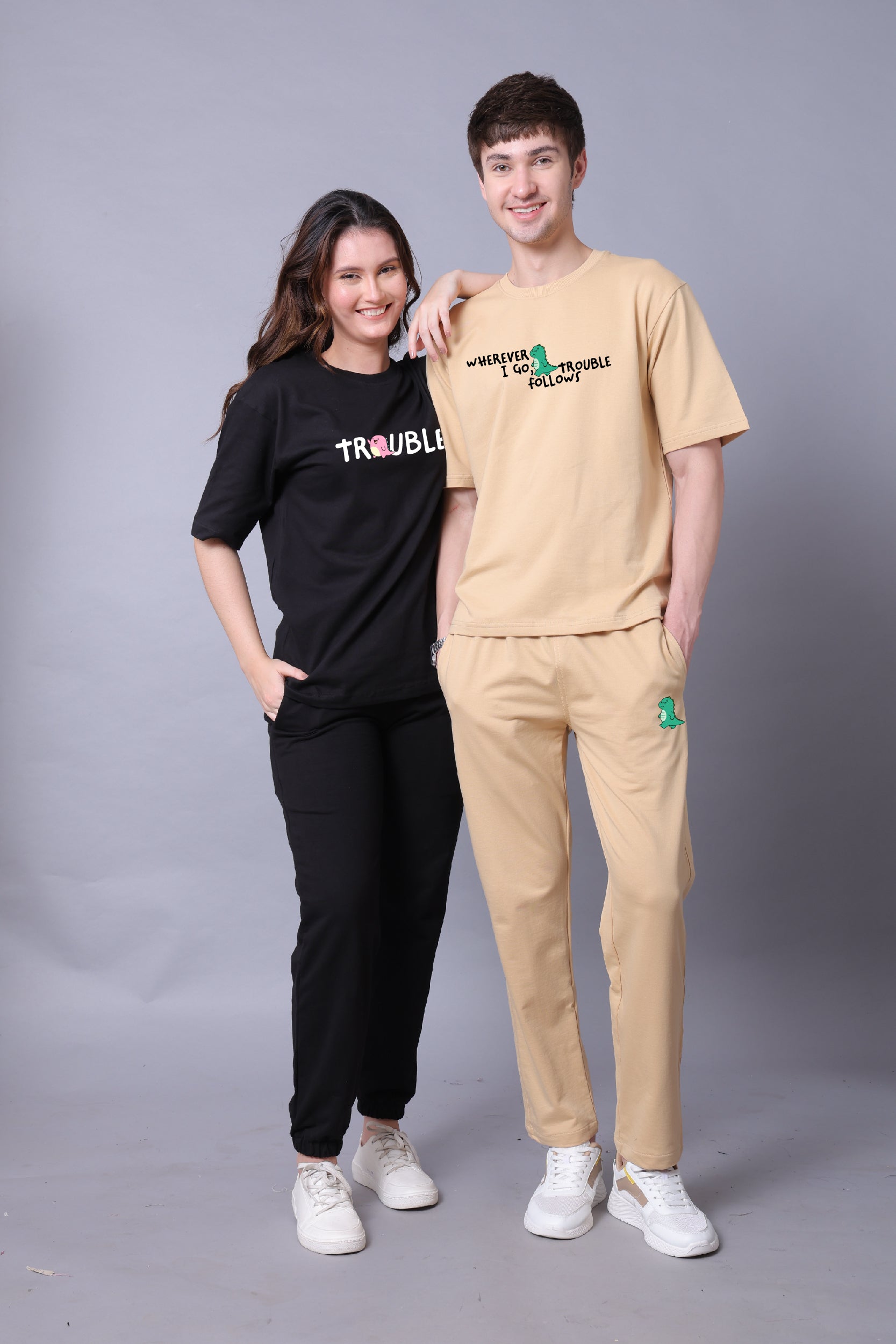 Dino Duo Couple Co-Ord Set With Joggers (Pack of 2)