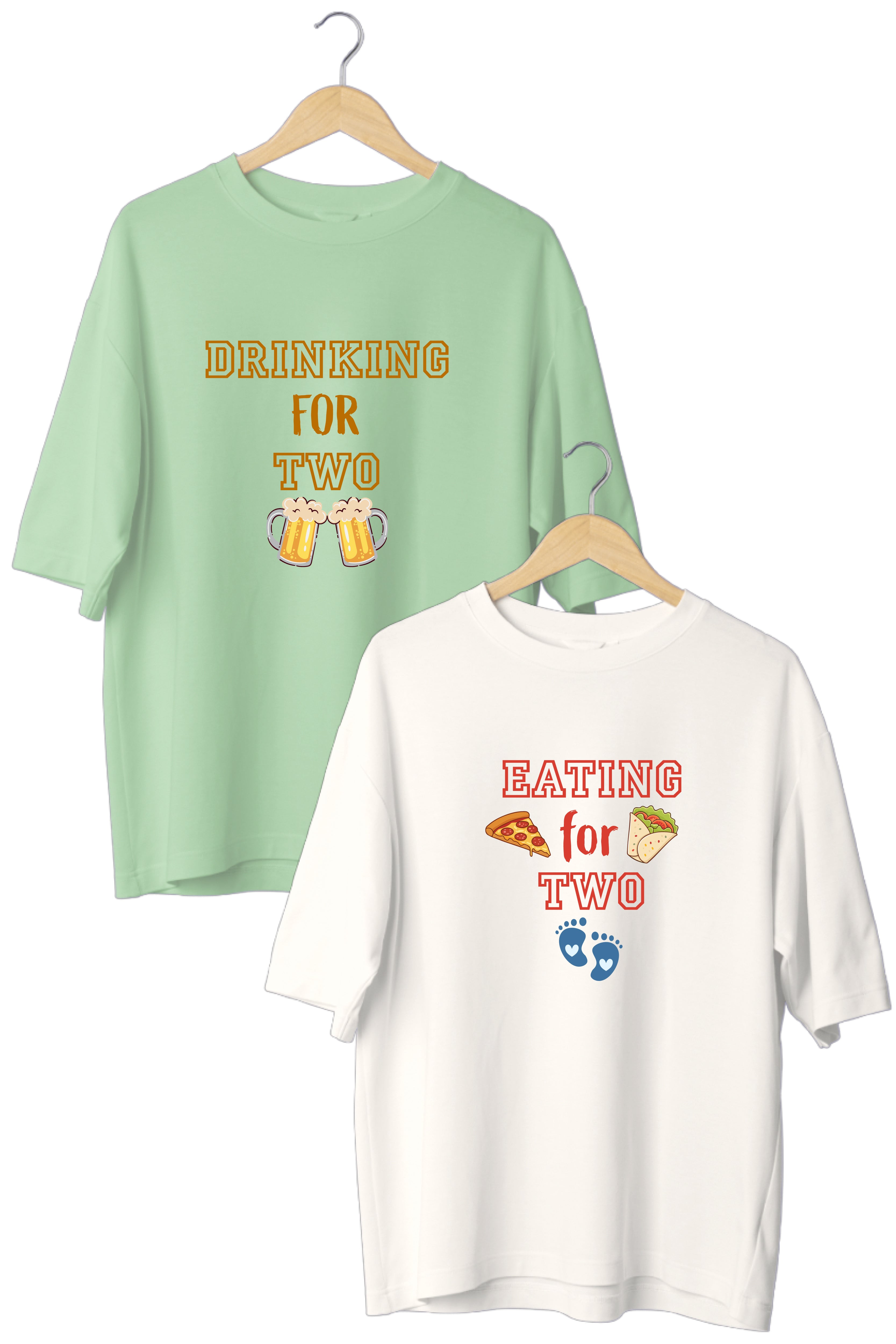 Drinking for Two Oversized Couple T-Shirts (Pack of 2)