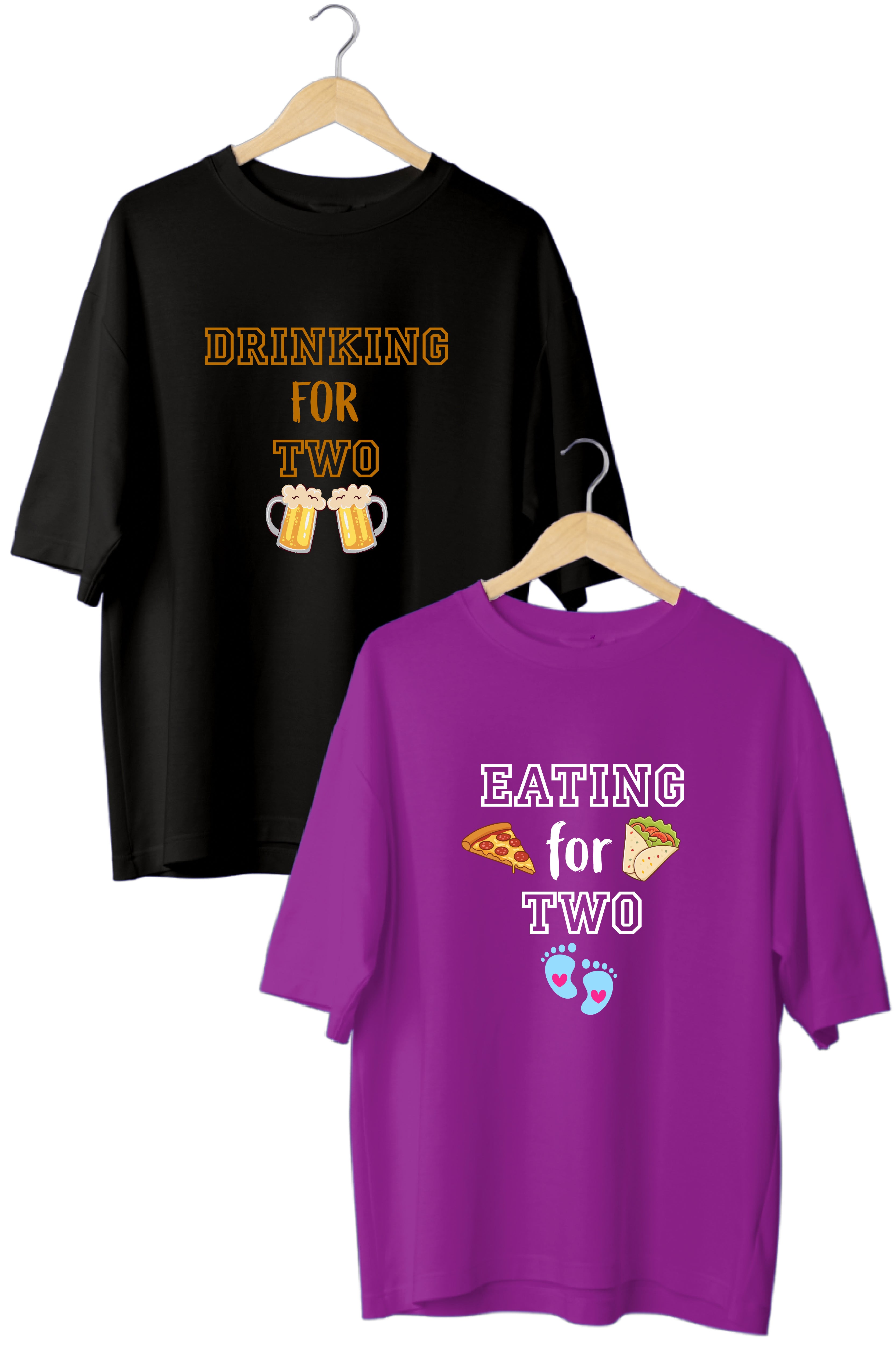 Drinking for Two Oversized Couple T-Shirts (Pack of 2)