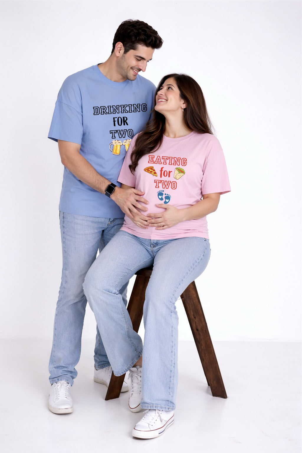 Drinking for Two Oversized Couple T-Shirts (Pack of 2)