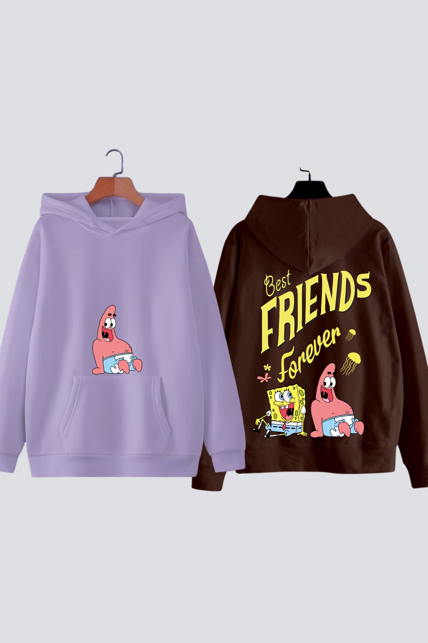 Forever Friends: Oversized Drop-Shoulder SpongeBob Hoodies - Pack of 2