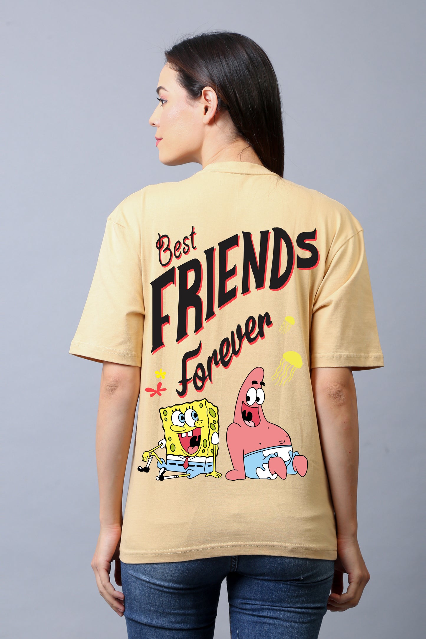 SpongeBob Half Sleeves Oversized Tee