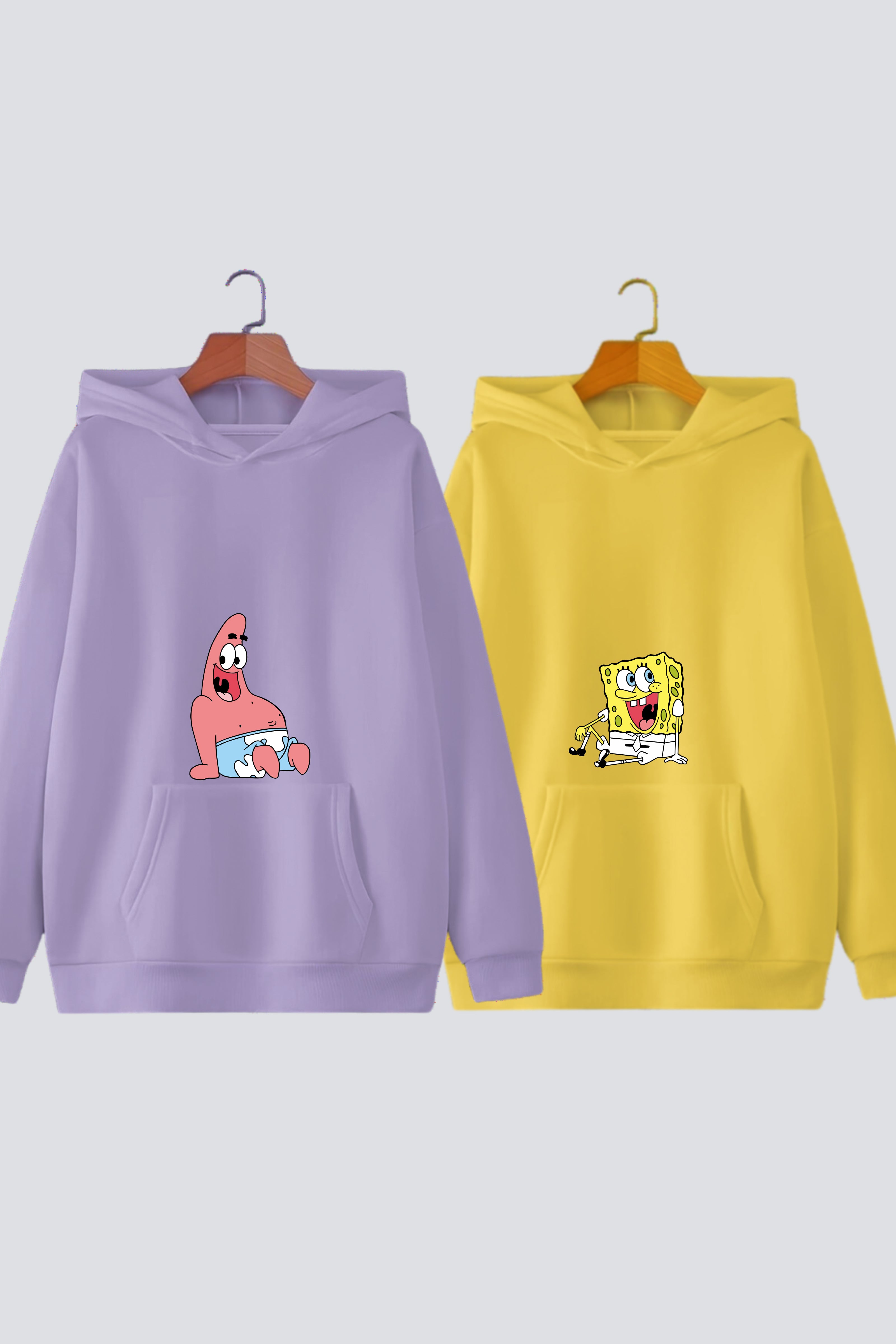 Forever Friends: Oversized Drop-Shoulder SpongeBob Hoodies - Pack of 2