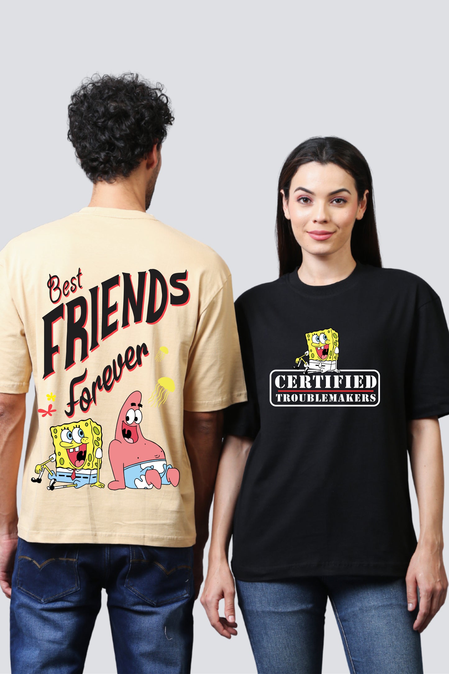 SpongeBob & Patrick Oversized Couple T-Shirts (Pack of 2)