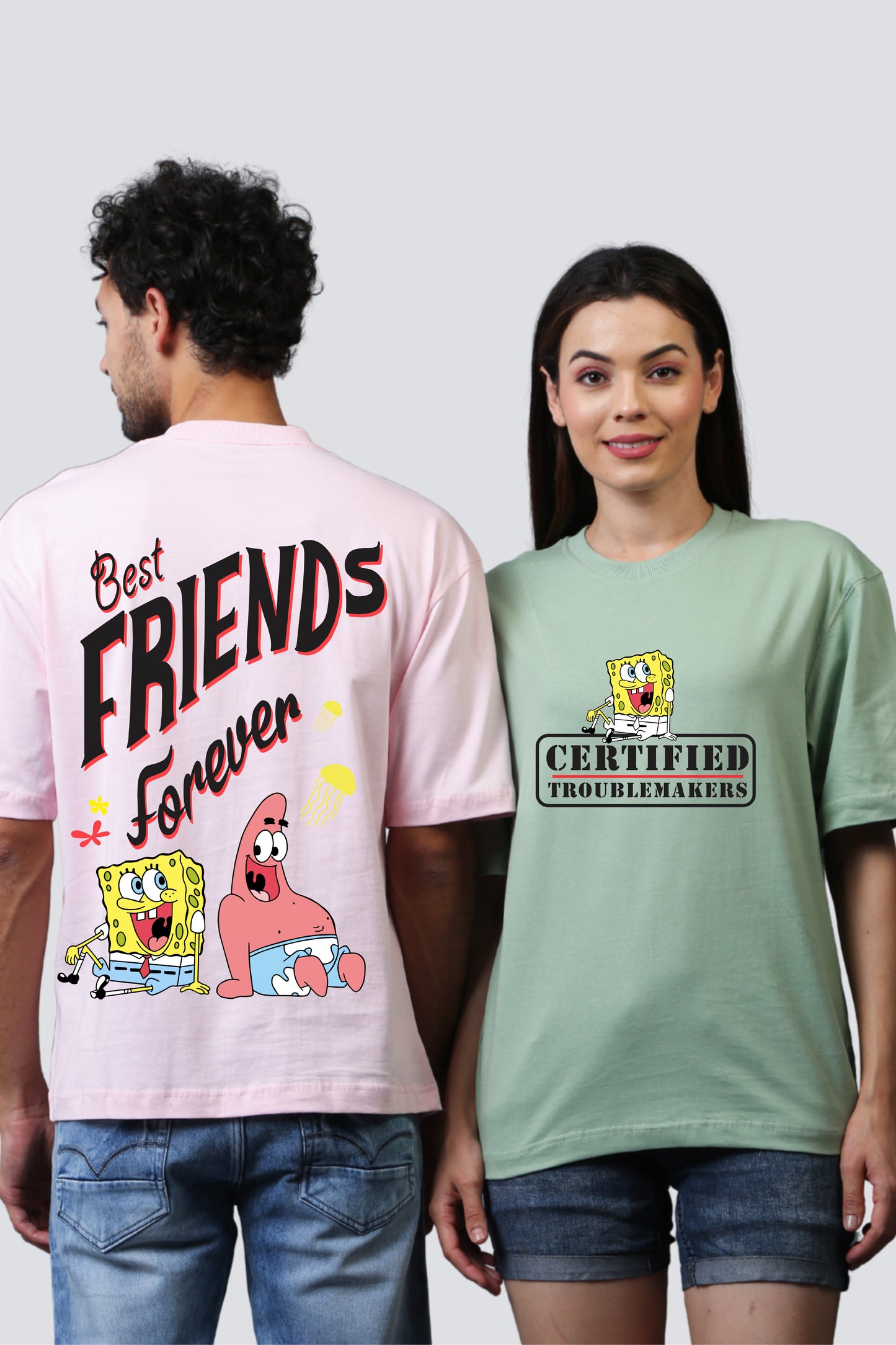 SpongeBob & Patrick Oversized Couple T-Shirts (Pack of 2)