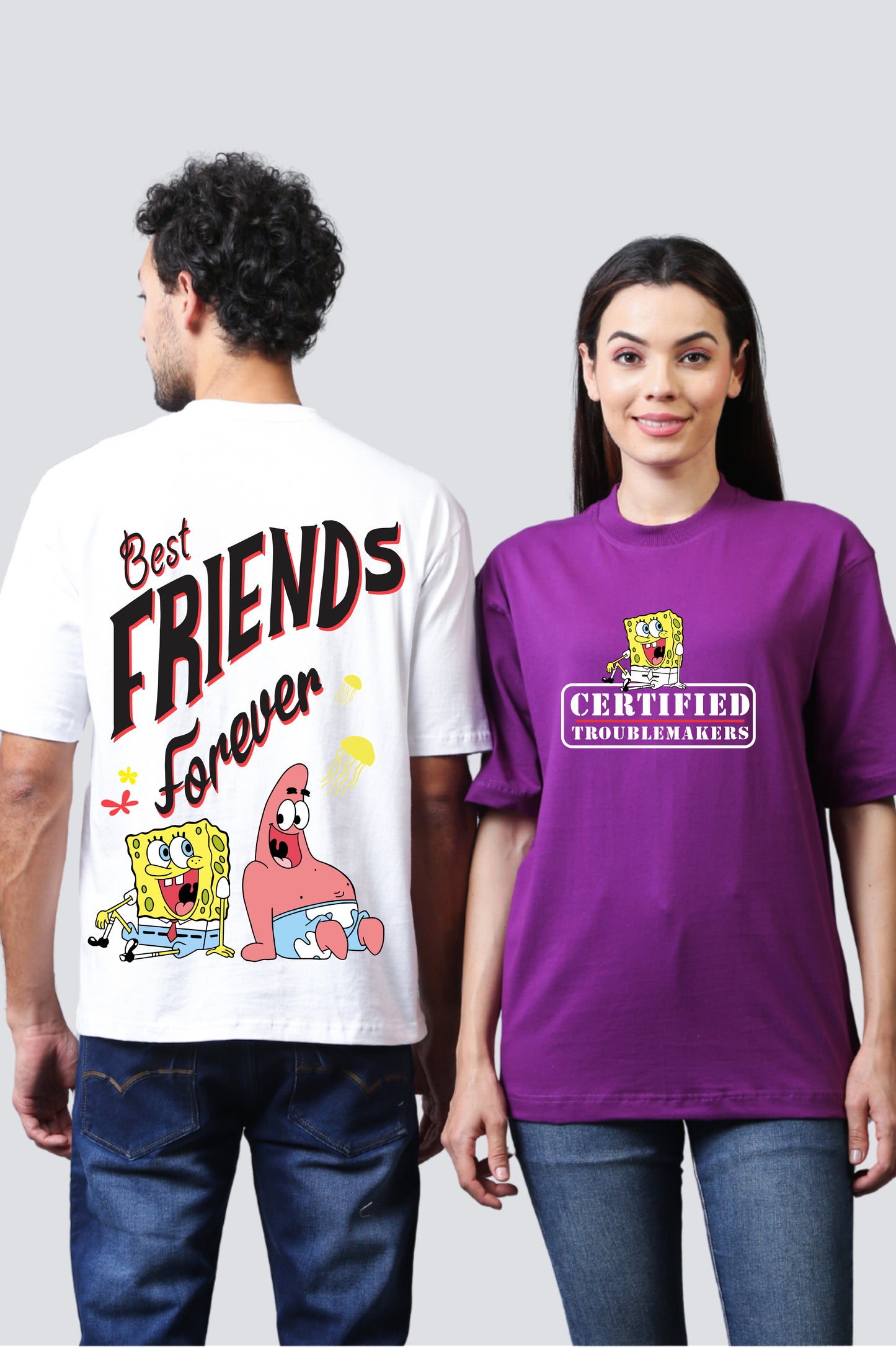 SpongeBob & Patrick Oversized Couple T-Shirts (Pack of 2)