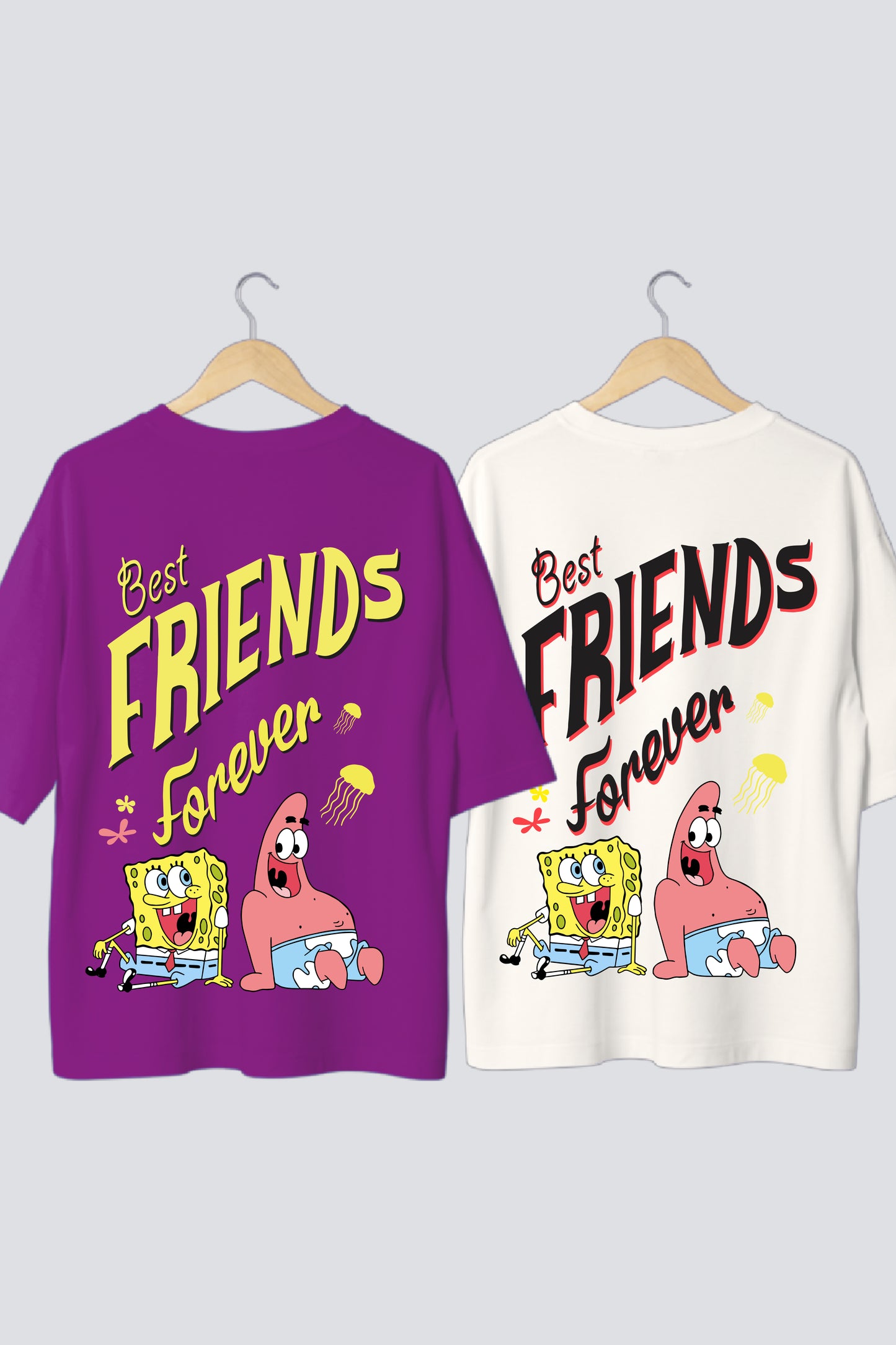 SpongeBob & Patrick Oversized Couple T-Shirts (Pack of 2)