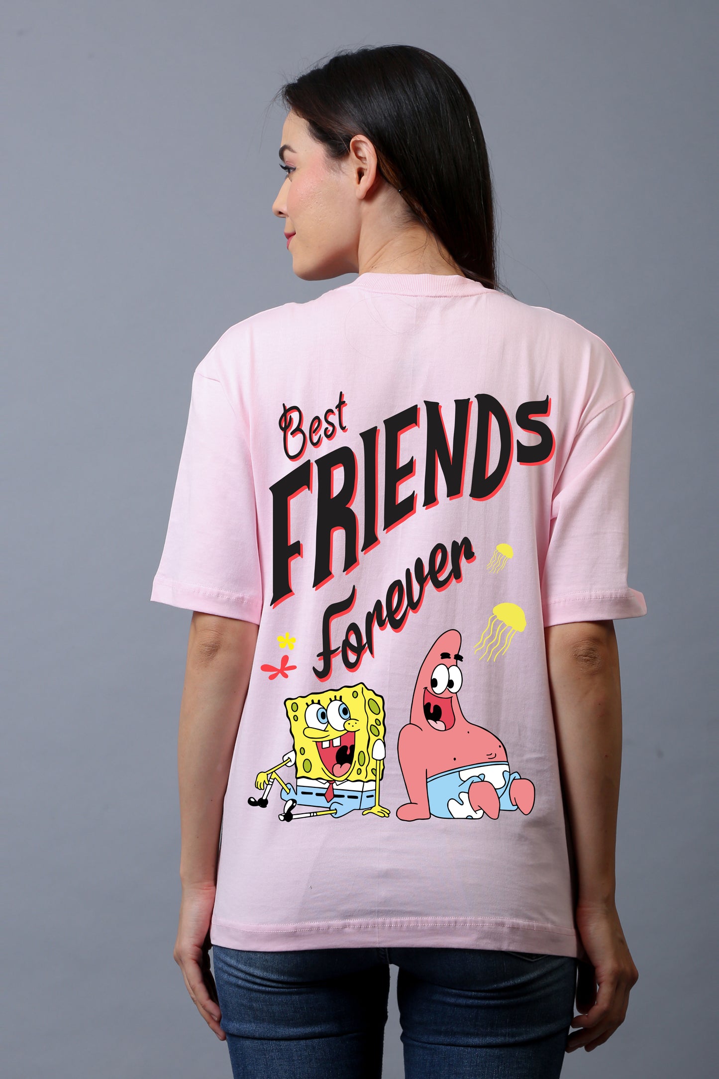 SpongeBob Half Sleeves Oversized Tee