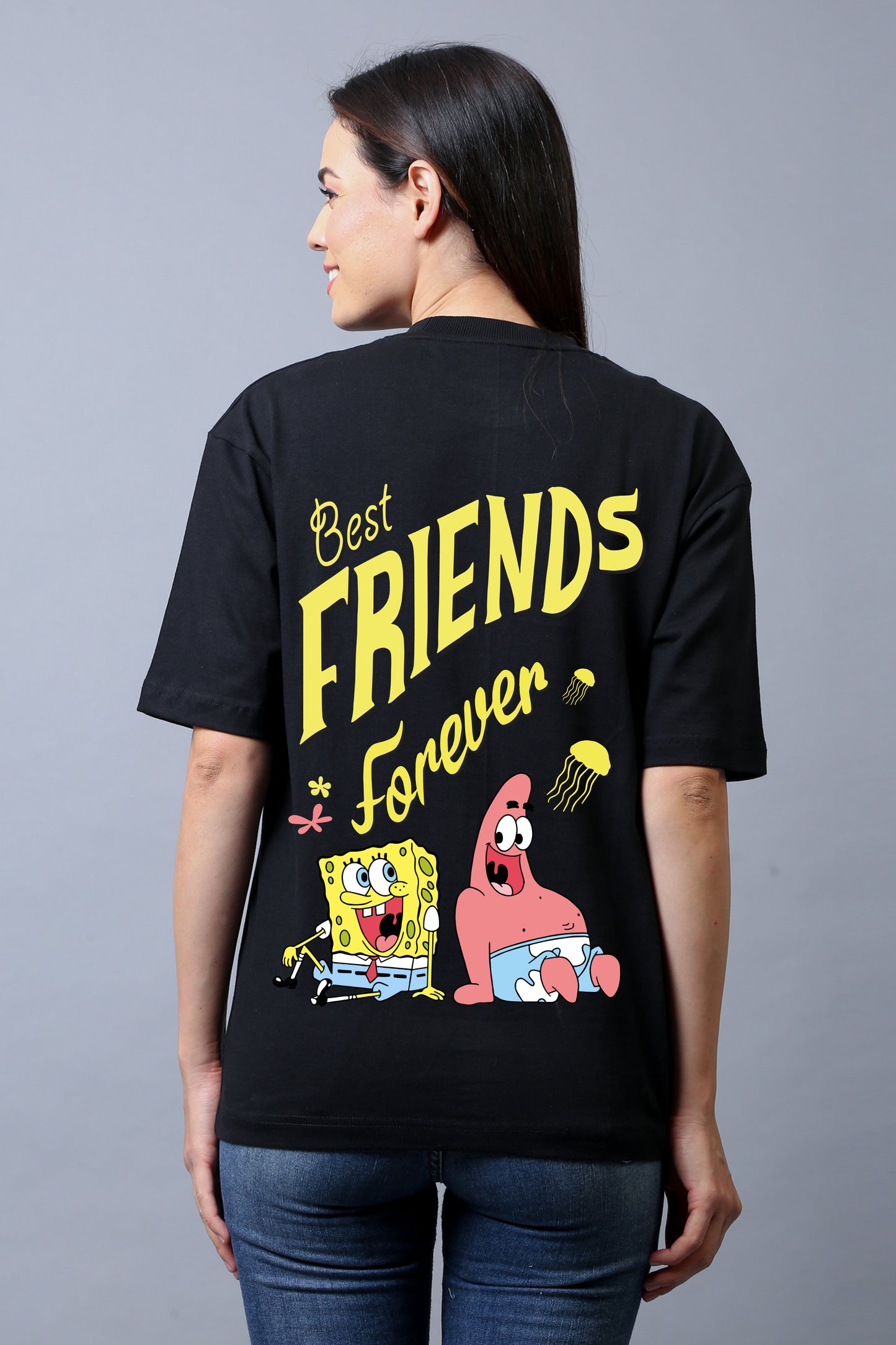 SpongeBob Half Sleeves Oversized Tee