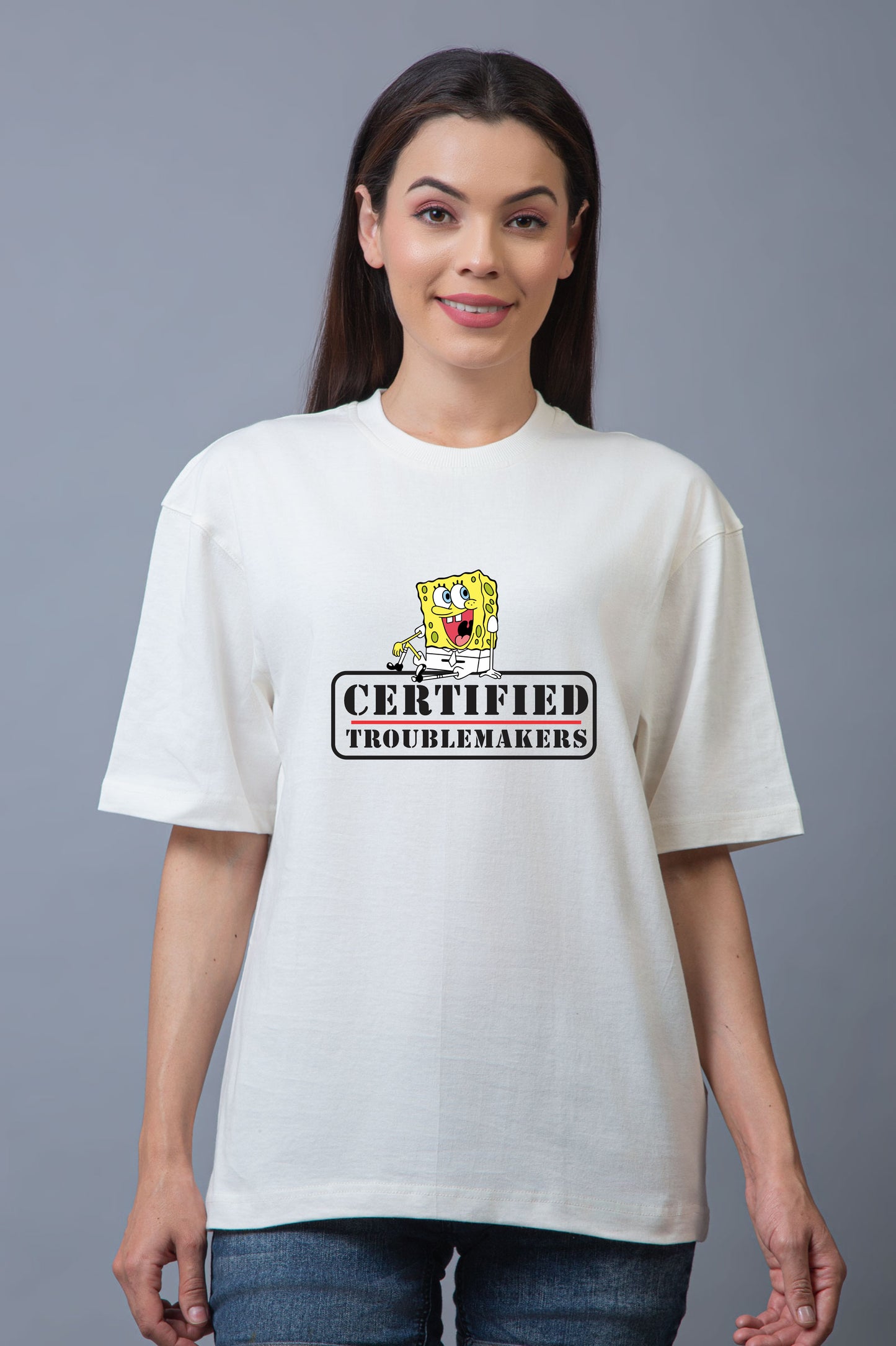 SpongeBob Half Sleeves Oversized Tee